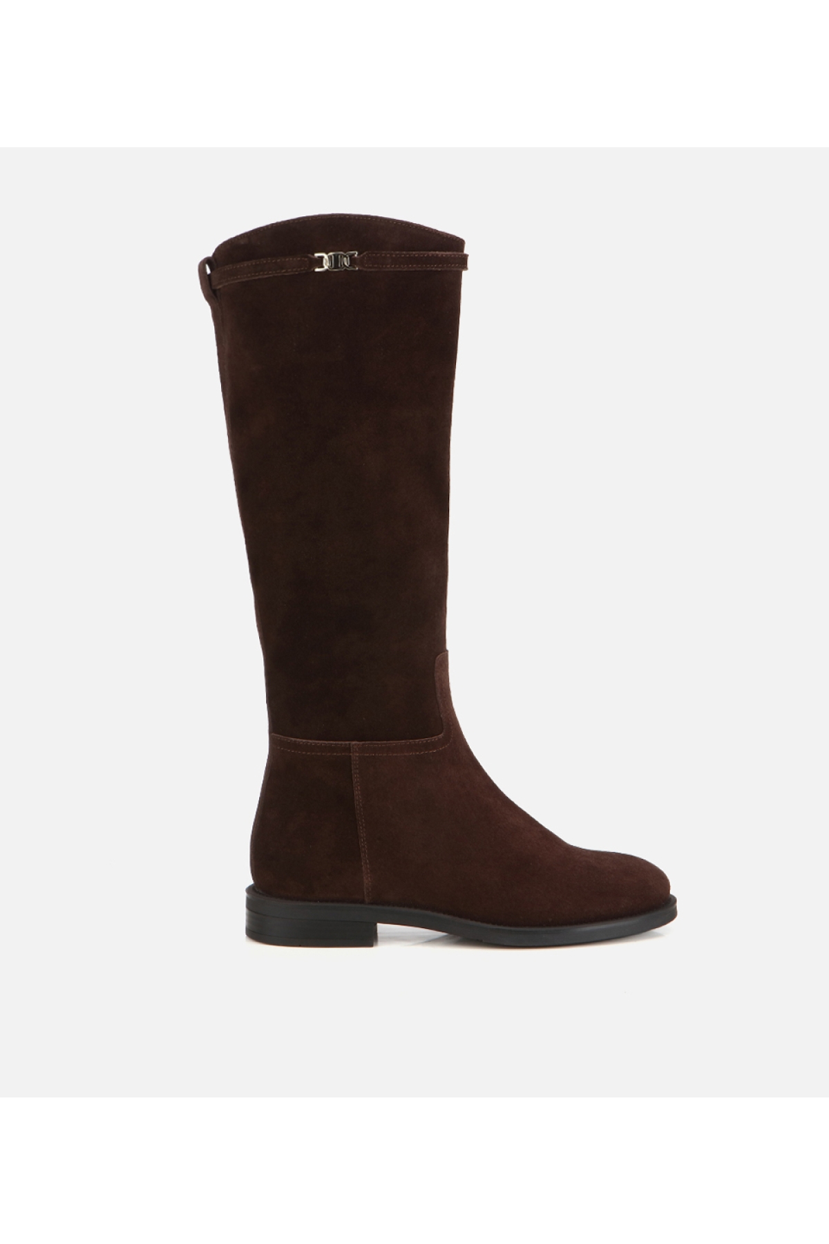 Hotiç Kahverengi Hotiç Süet Deri Kadın Kemer Detaylı Düz Çizme