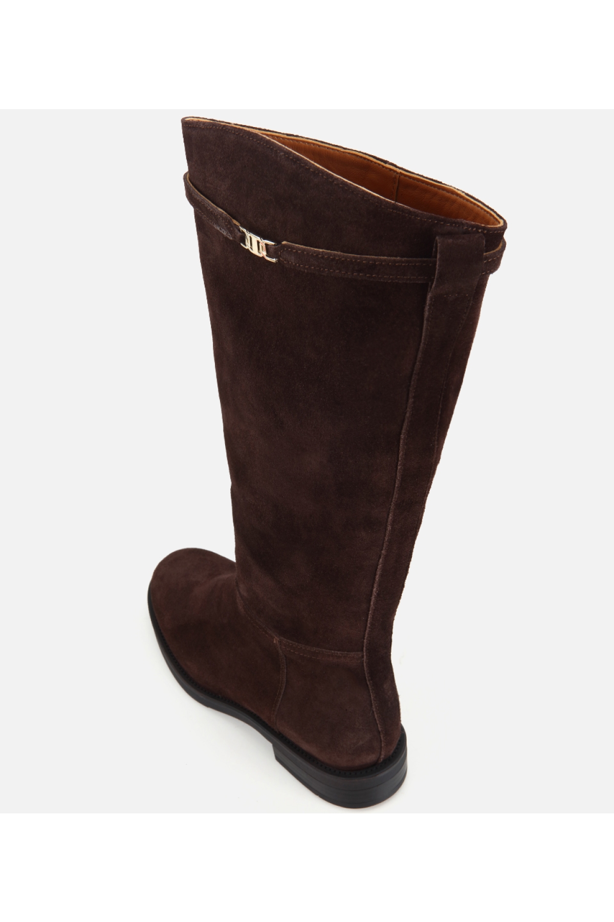 Hotiç Kahverengi Hotiç Süet Deri Kadın Kemer Detaylı Düz Çizme