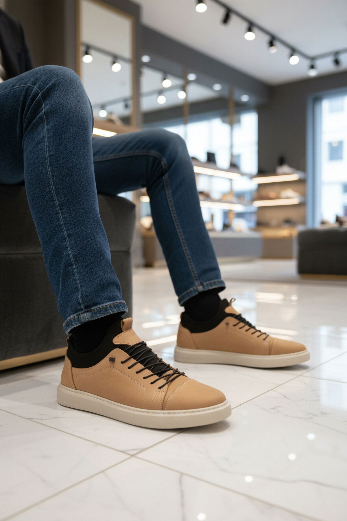 Ayakmod Kum Ayakmod Nubuk Hakiki Deri Ortopedik Erkek Casual Ayakkabı 818 M