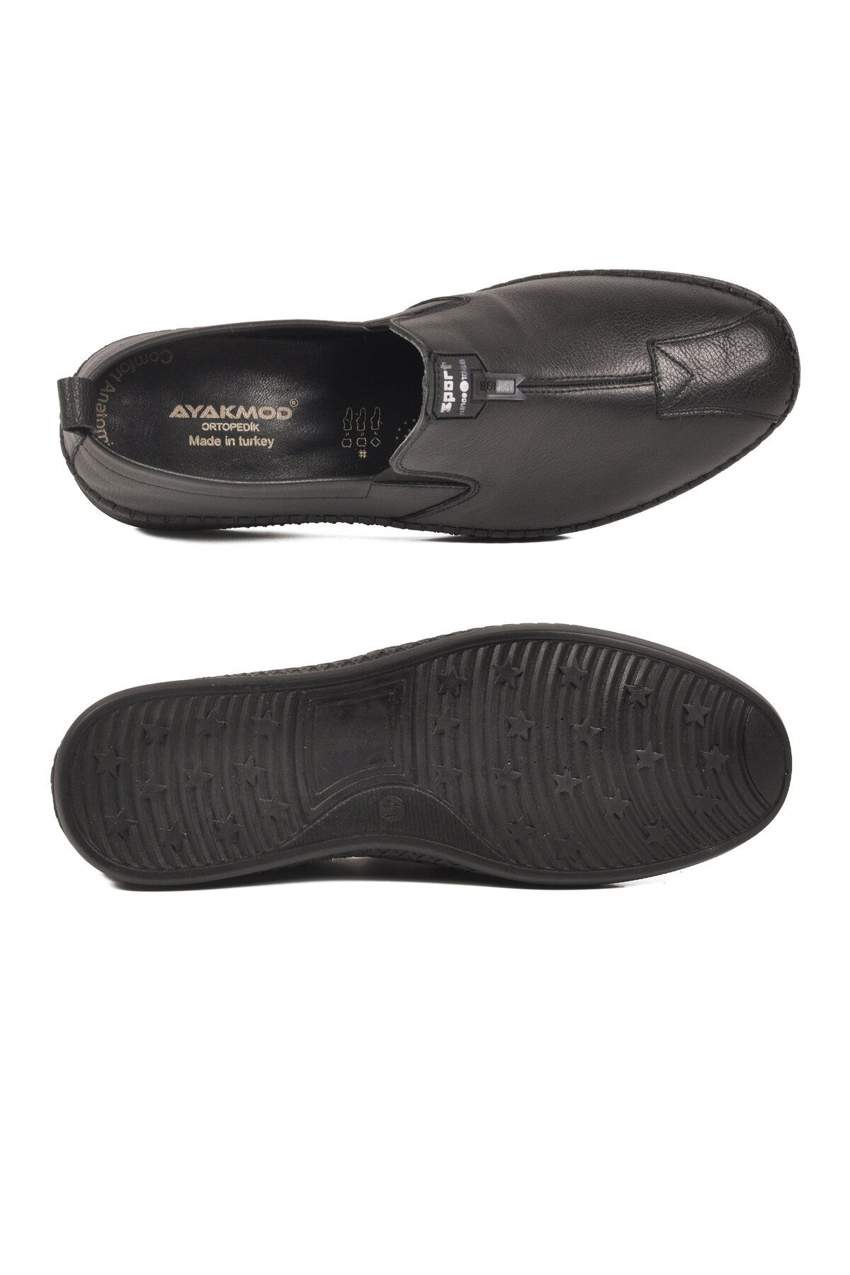 Ayakmod Siyah Ayakmod Nubuk Hakiki Deri Ortopedik Erkek Casual Ayakkabı 308 M