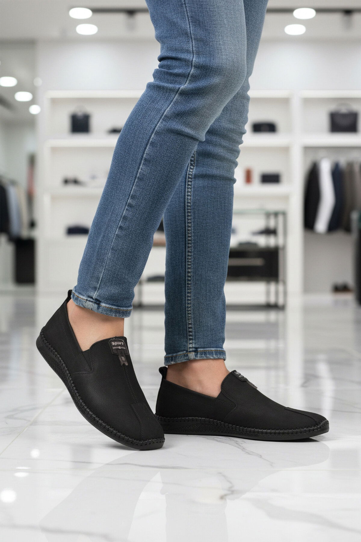 Ayakmod Siyah Ayakmod Nubuk Hakiki Deri Ortopedik Erkek Casual Ayakkabı 308 M