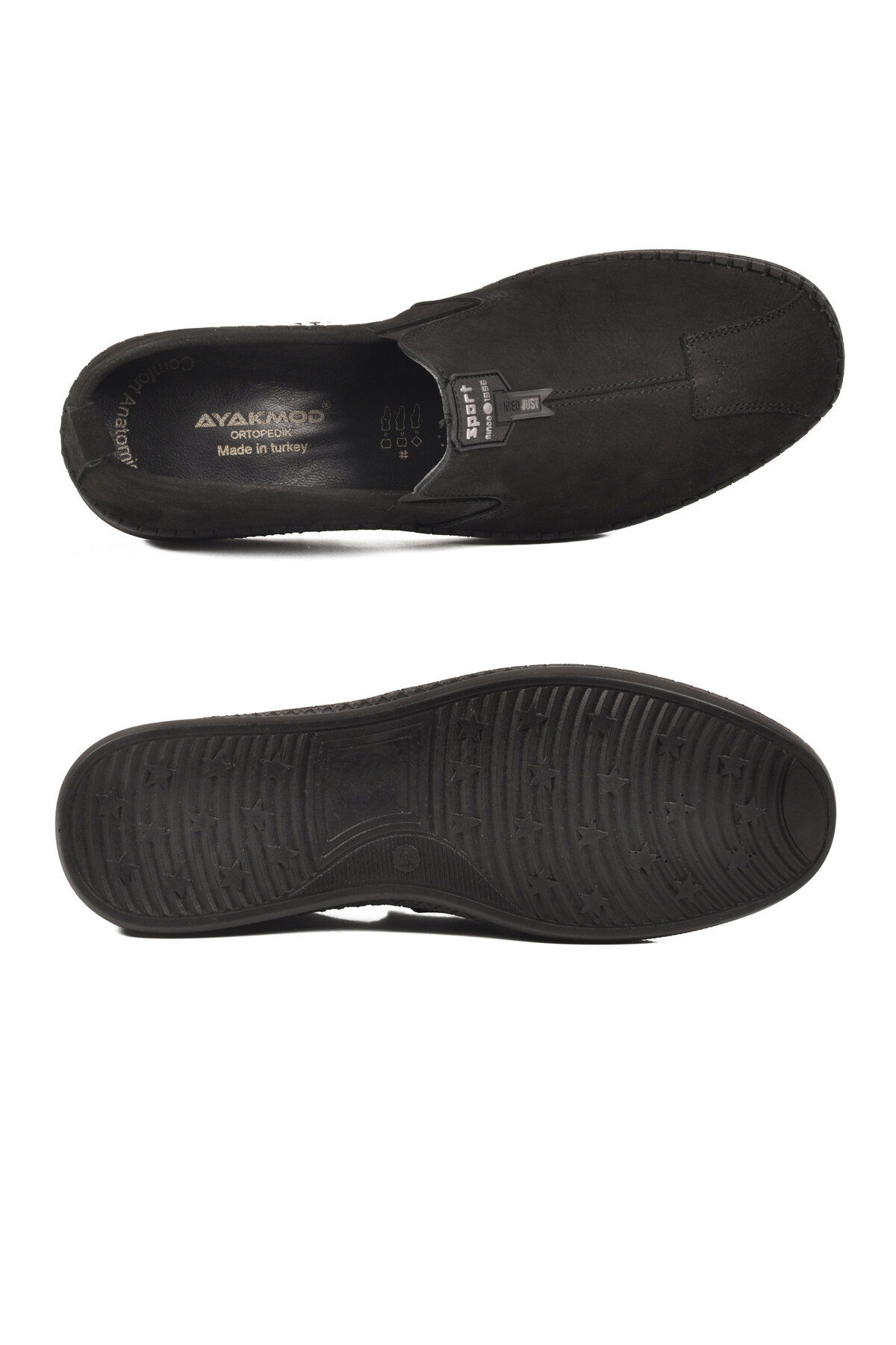 Ayakmod Siyah Ayakmod Nubuk Hakiki Deri Ortopedik Erkek Casual Ayakkabı 308 M