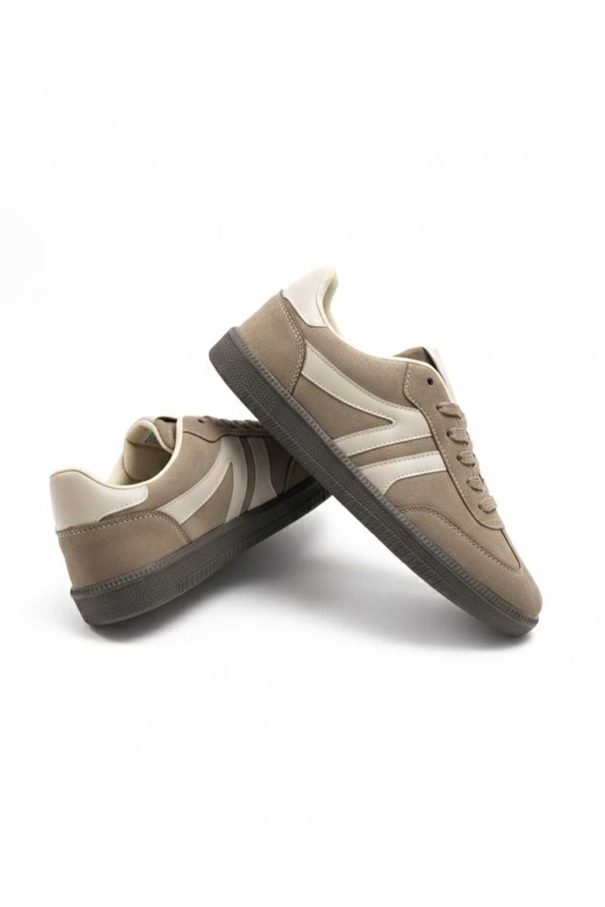 055SAM Sneaker Bağcıklı Düz Taban Spor Ayakkabı Sam Taba Süet