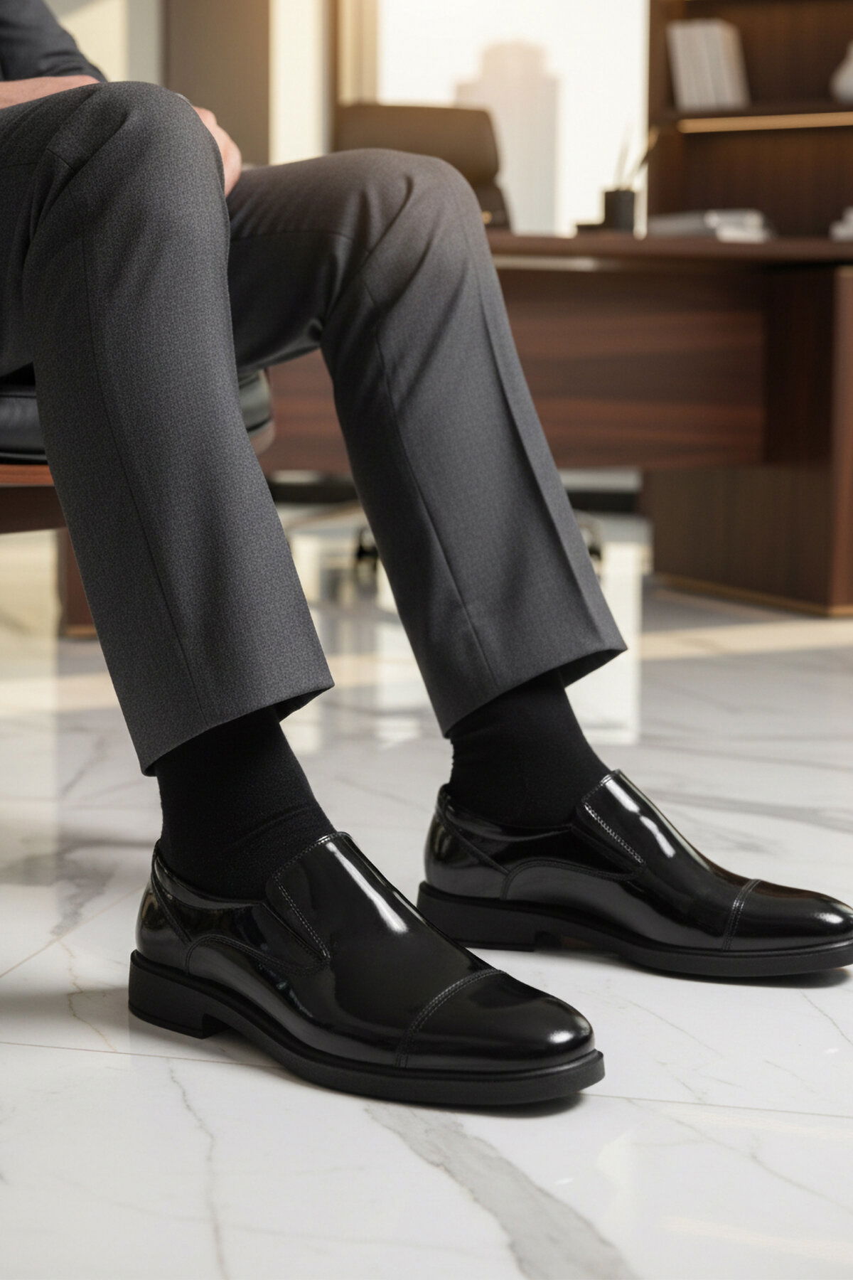 A Spor Siyah A Spor Aspor Hakiki Deri Erkek Klasik Ayakkabı