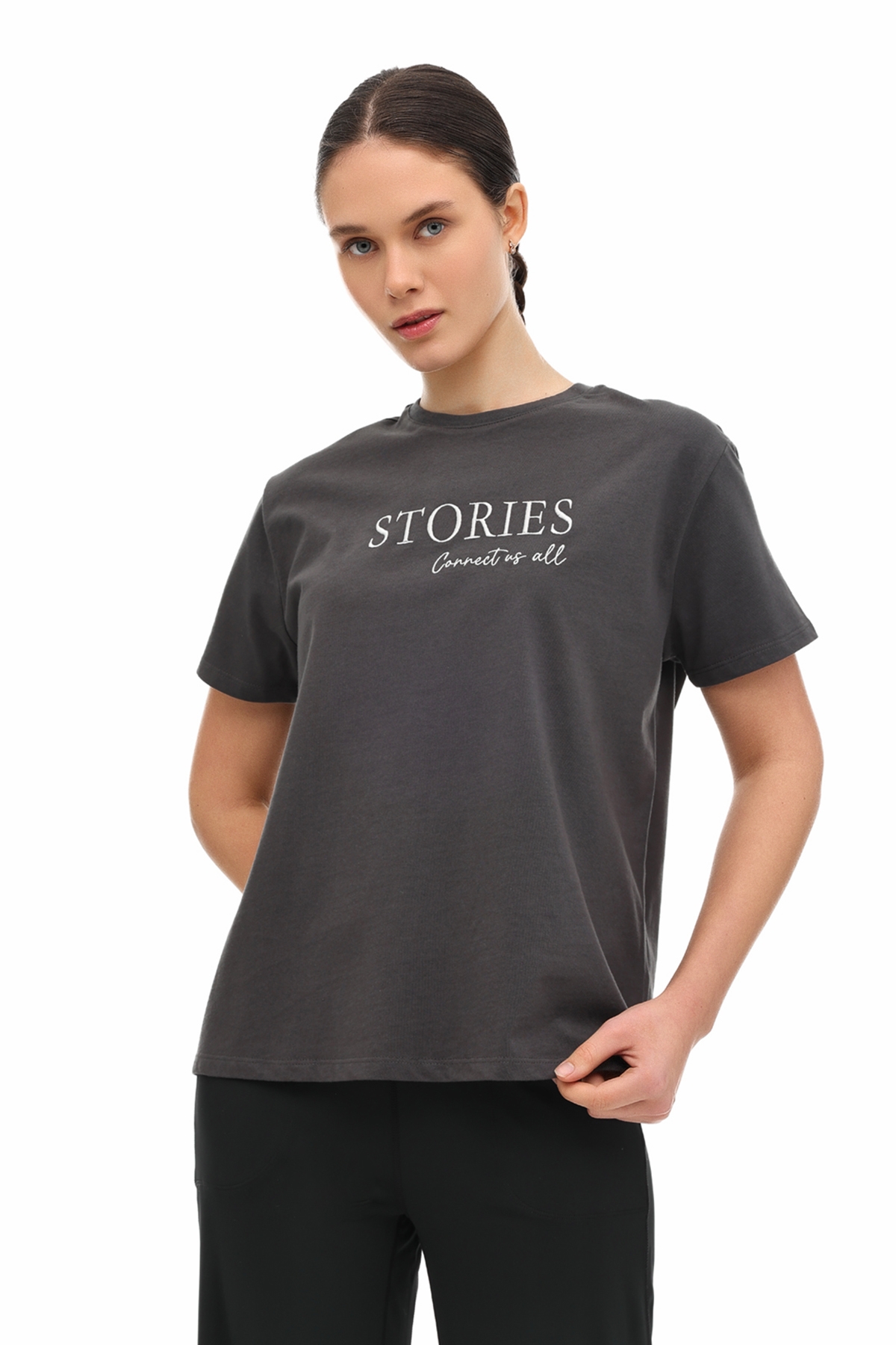 洋楽 Fros't WL 11STORY 6FX Antrasit Kadın Kısa Kol T-Shirt Fiyatları