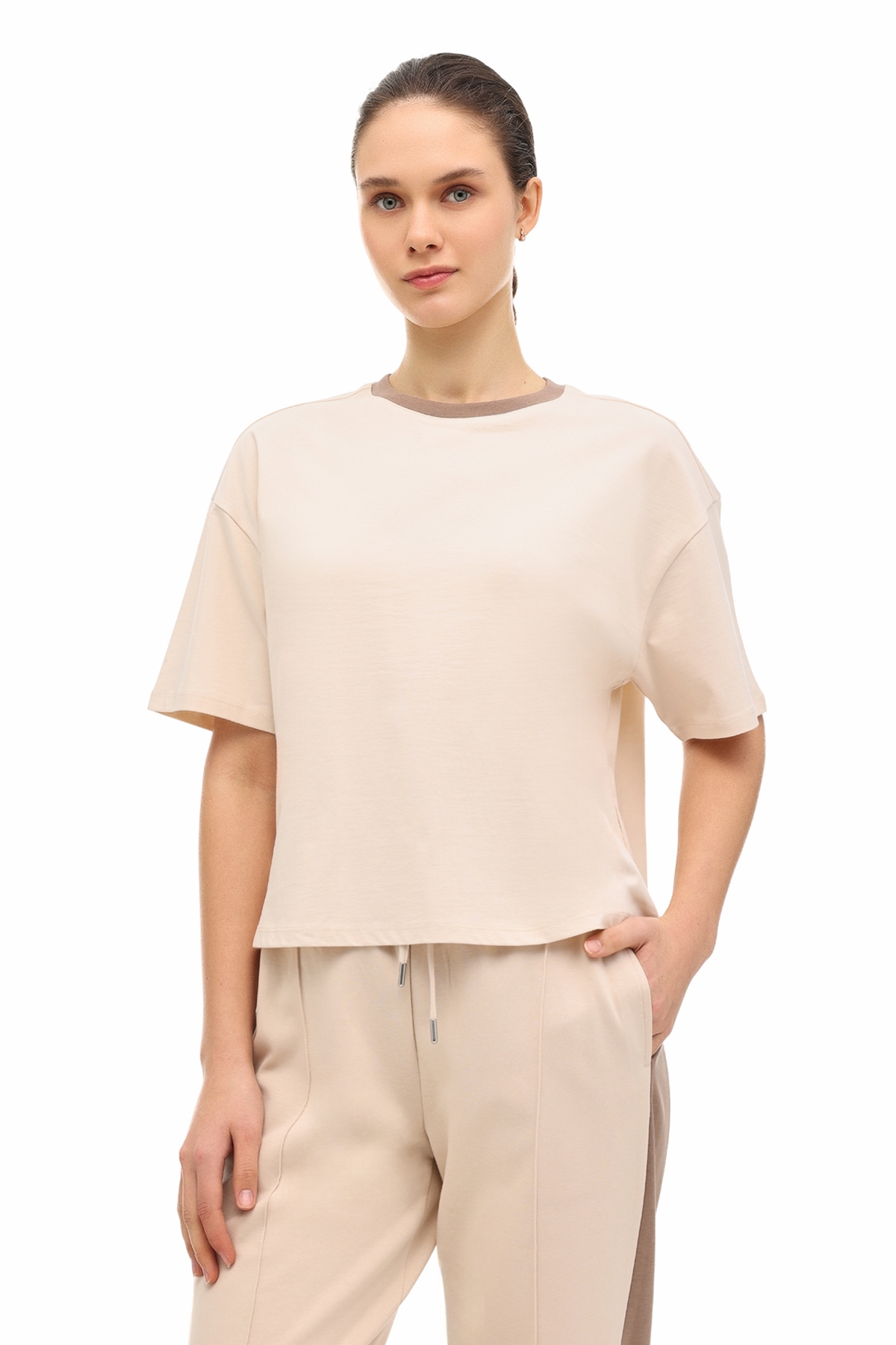 WL 11MERYBEL-TSH2 6FX Bej Kadın Kısa Kol T-Shirt Fiyatları