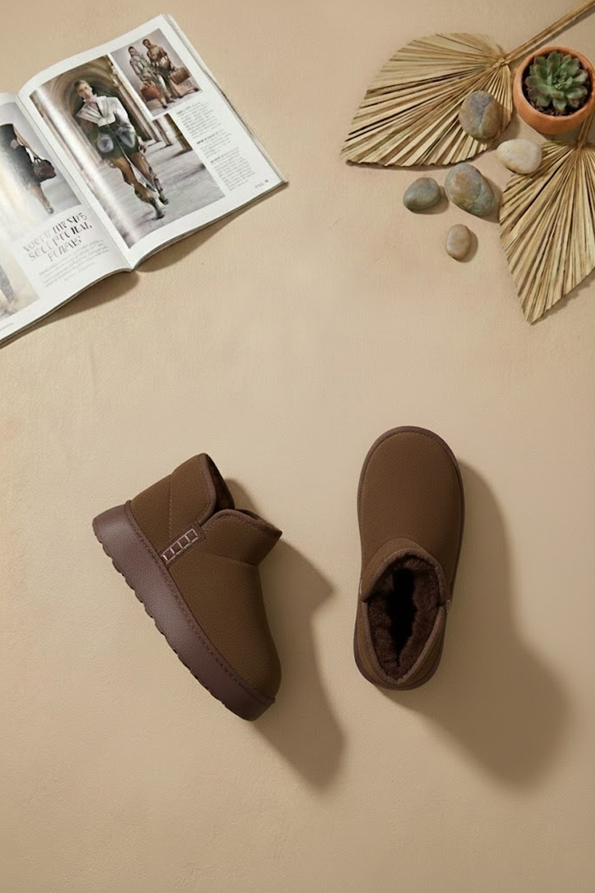 Ayakkabı Fuarı Kahverengi Ayakkabı Fuarı Elit OZRPT501 Kadın Süet Düz Bot