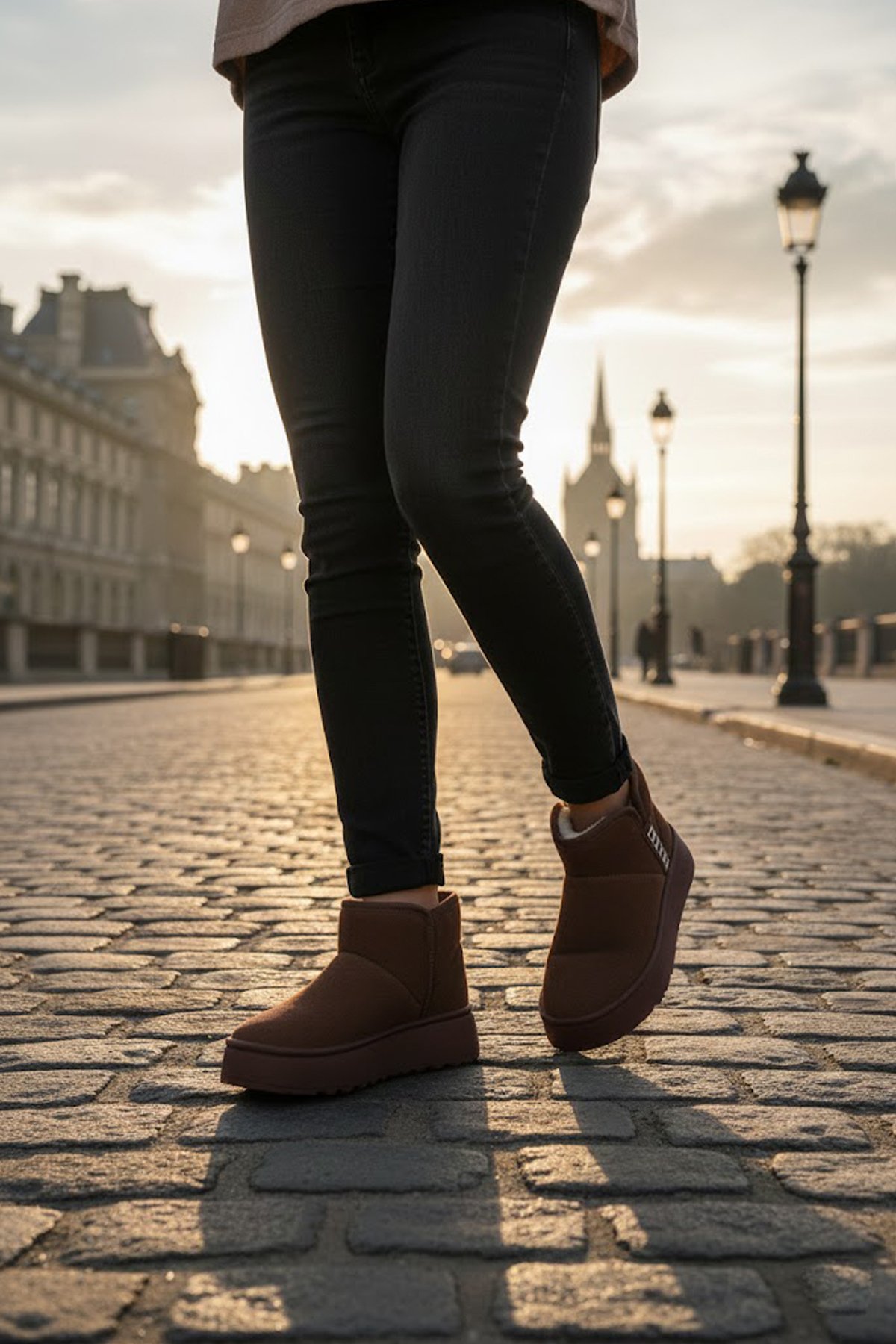 Ayakkabı Fuarı Kahverengi Ayakkabı Fuarı Elit OZRPT501 Kadın Süet Düz Bot