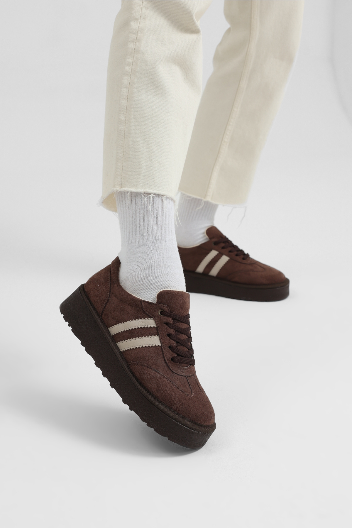 Tonny Black Kahverengi Tonny Black Süet Rahat Kadın Kadın Kalıp Sneaker