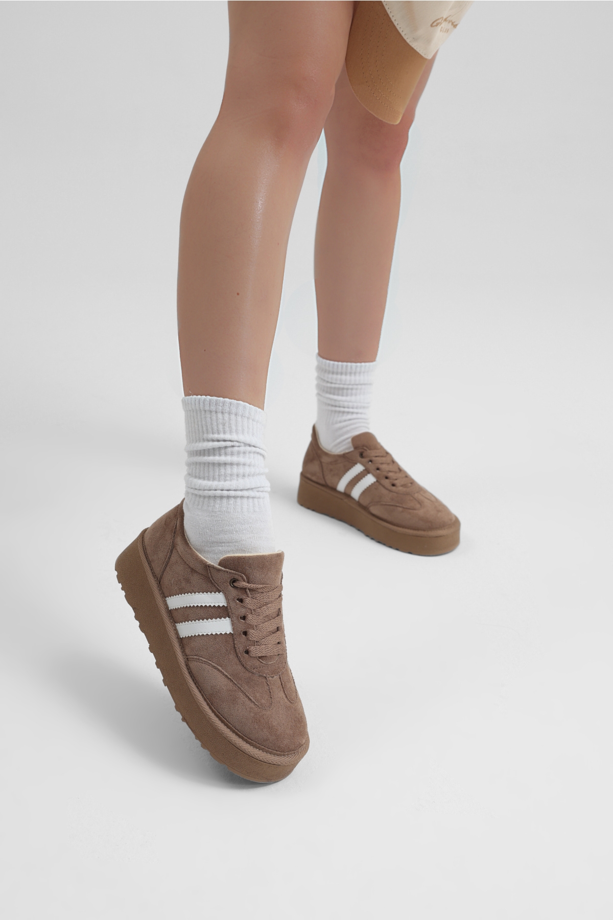 Tonny Black Kahverengi Tonny Black Süet Rahat Kadın Kadın Kalıp Sneaker