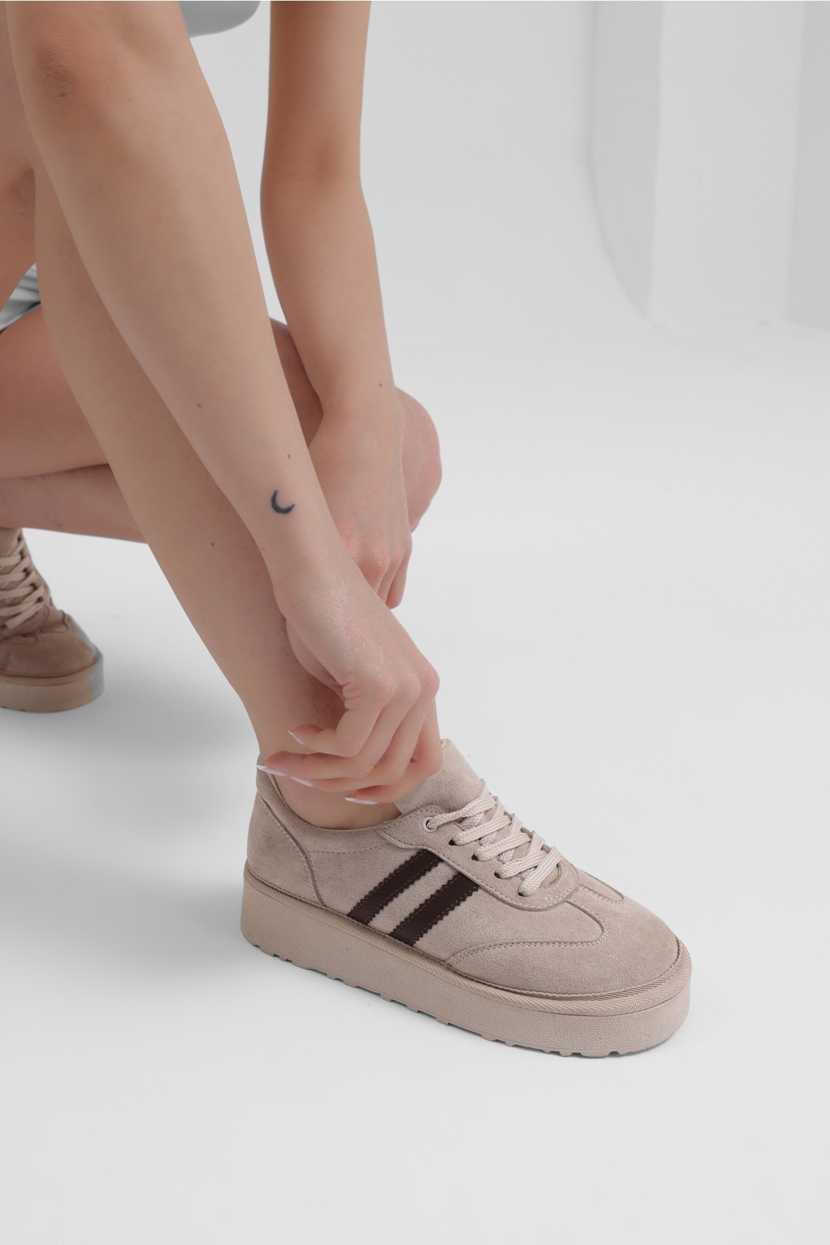 Tonny Black Kahverengi Tonny Black Süet Rahat Kadın Kadın Kalıp Sneaker