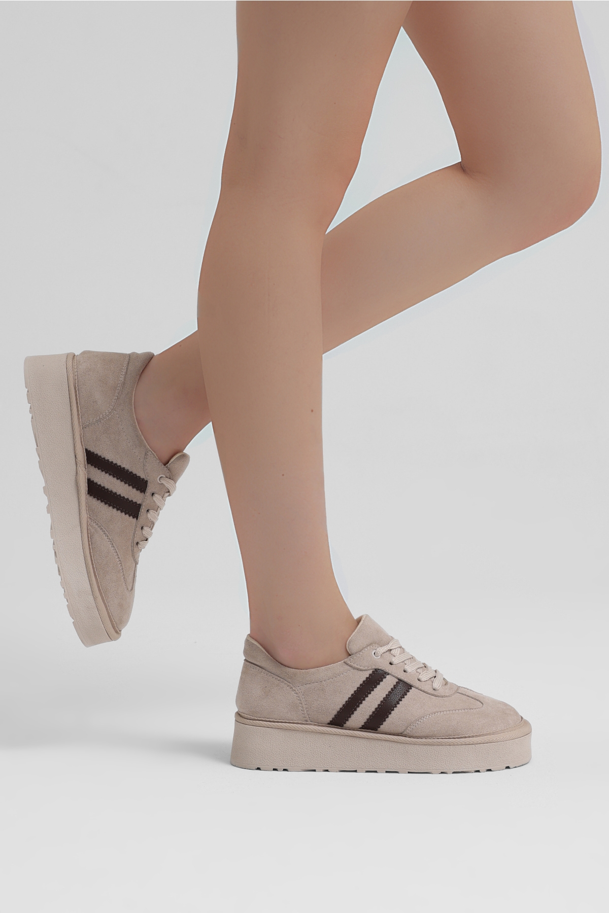 Tonny Black Kahverengi Tonny Black Süet Rahat Kadın Kadın Kalıp Sneaker