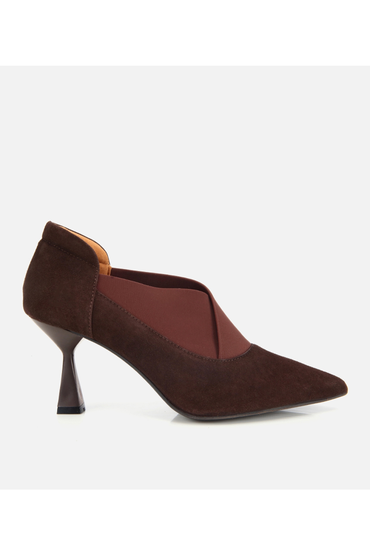 Hotiç Siyah Hotiç Süet Deri Kadın Streç Detaylı İnce Topuklu Stiletto