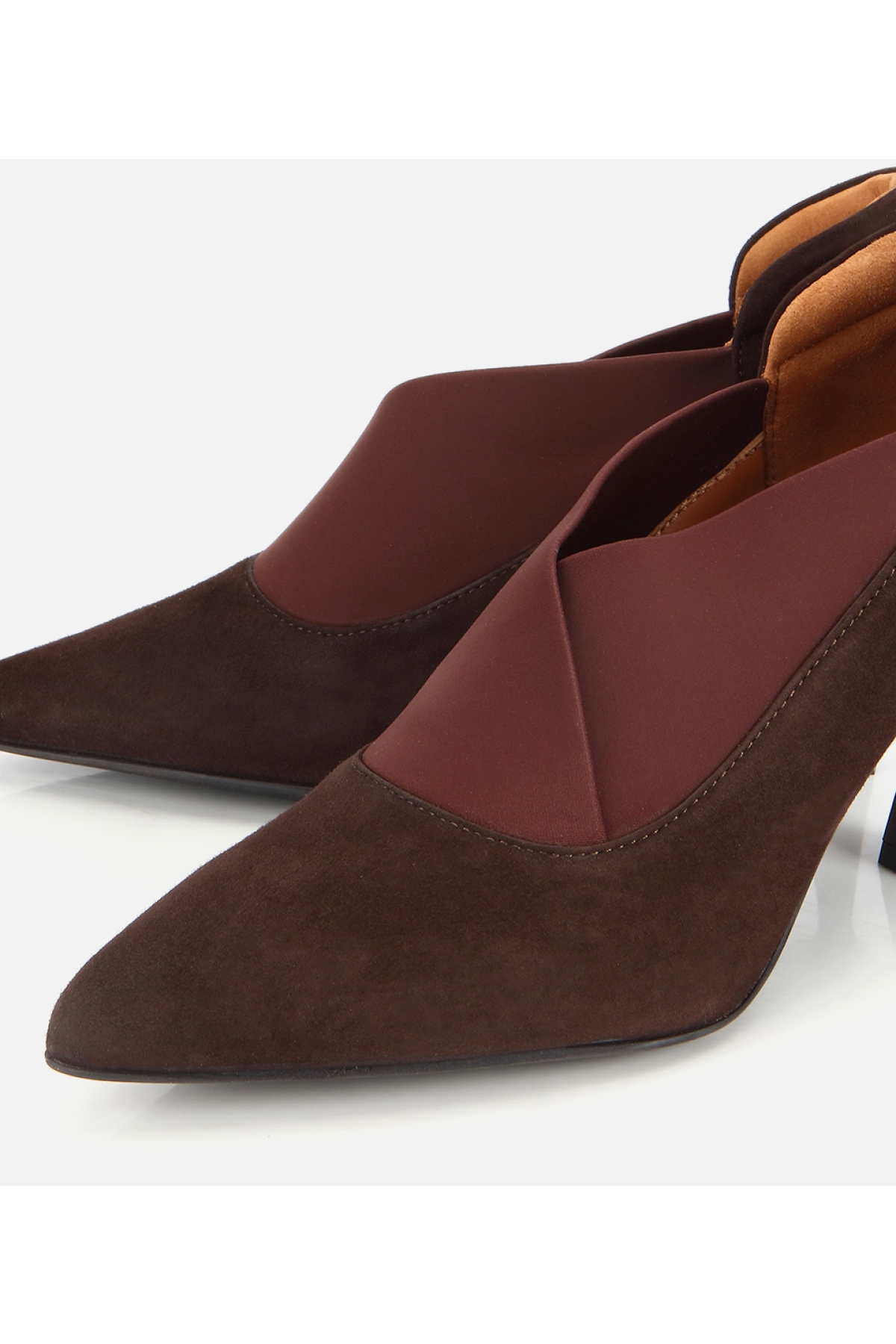 Hotiç Siyah Hotiç Süet Deri Kadın Streç Detaylı İnce Topuklu Stiletto