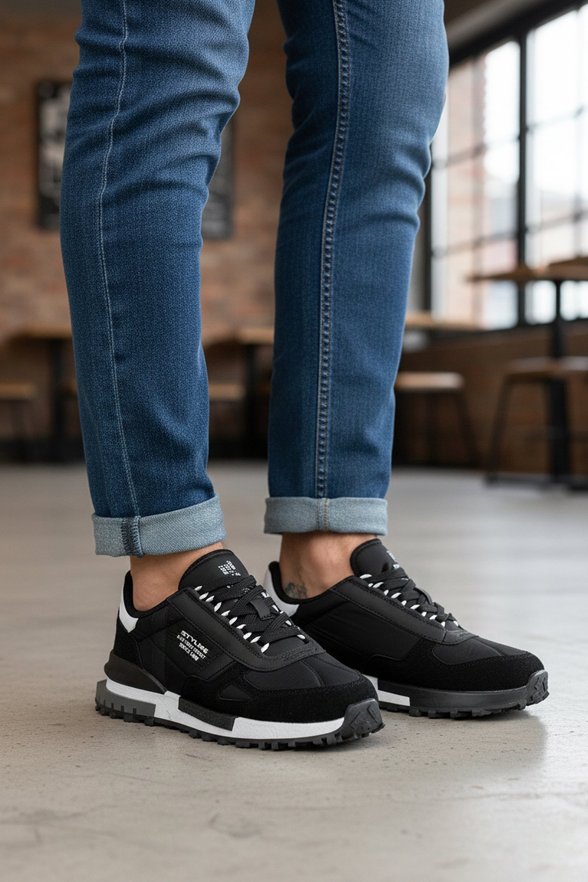 Ayakkabı Fuarı Siyah Ayakkabı Fuarı Elit IKZ8089 Erkek Klasik Sneaker Beyaz