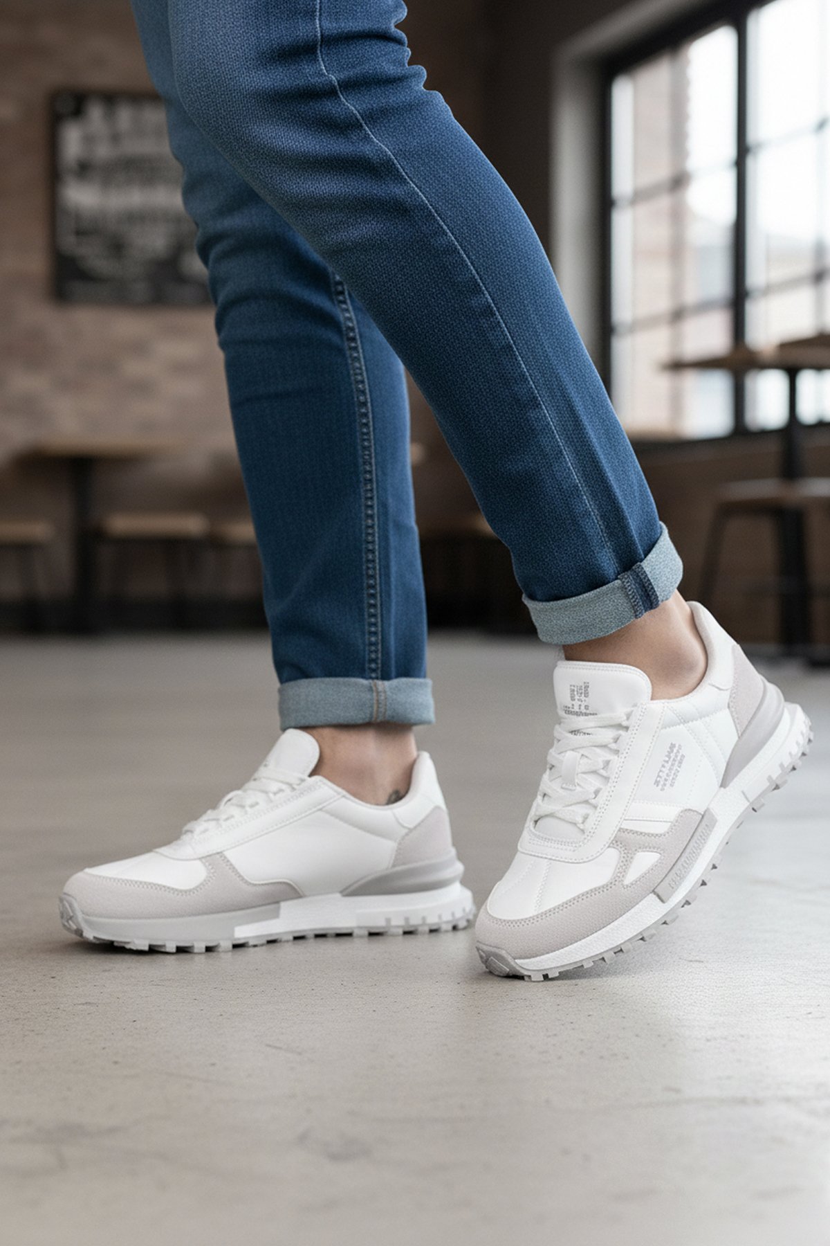 Ayakkabı Fuarı Siyah Ayakkabı Fuarı Elit IKZ8089 Erkek Klasik Sneaker Beyaz