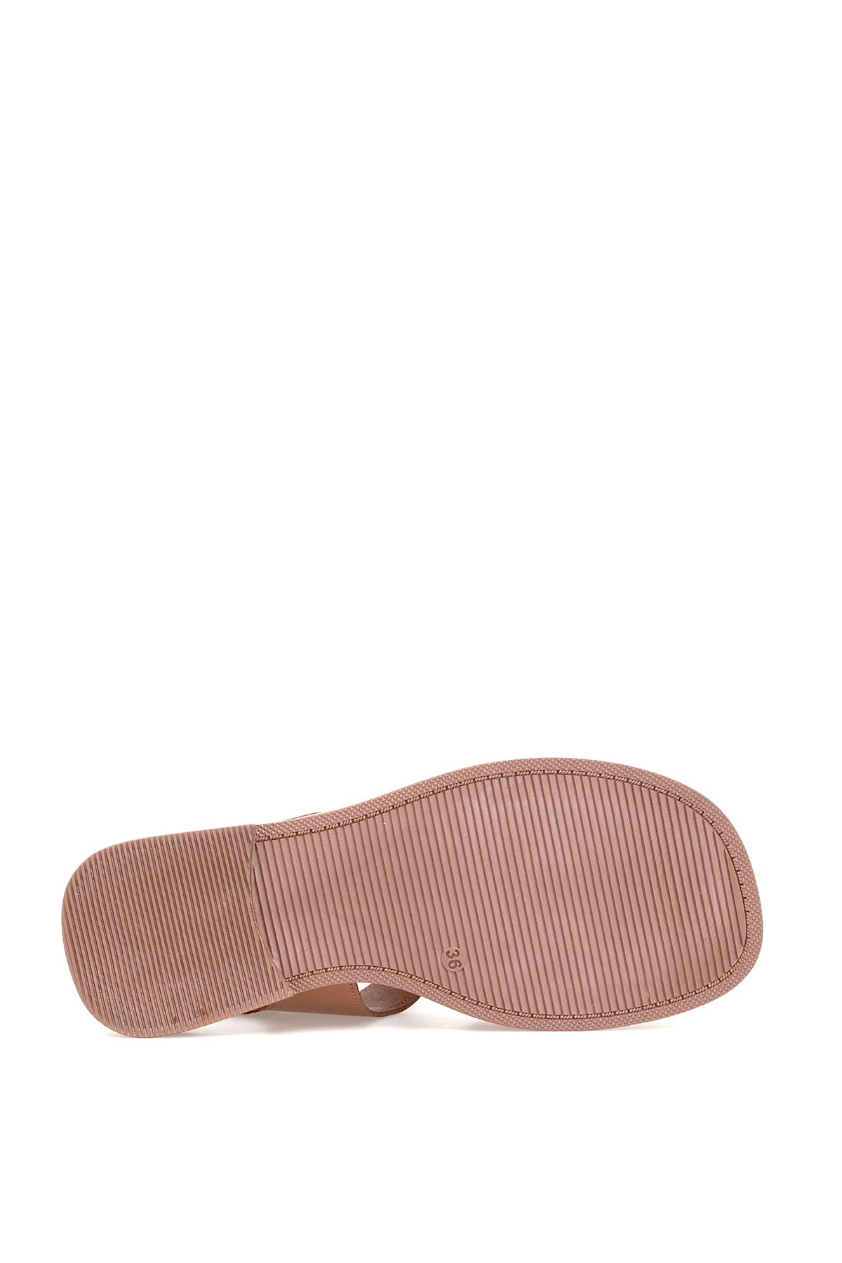 Ayakkabı Fuarı Taba Ayakkabı Fuarı Elit Hakiki ASVR460 Kadın Deri Düz Sandalet