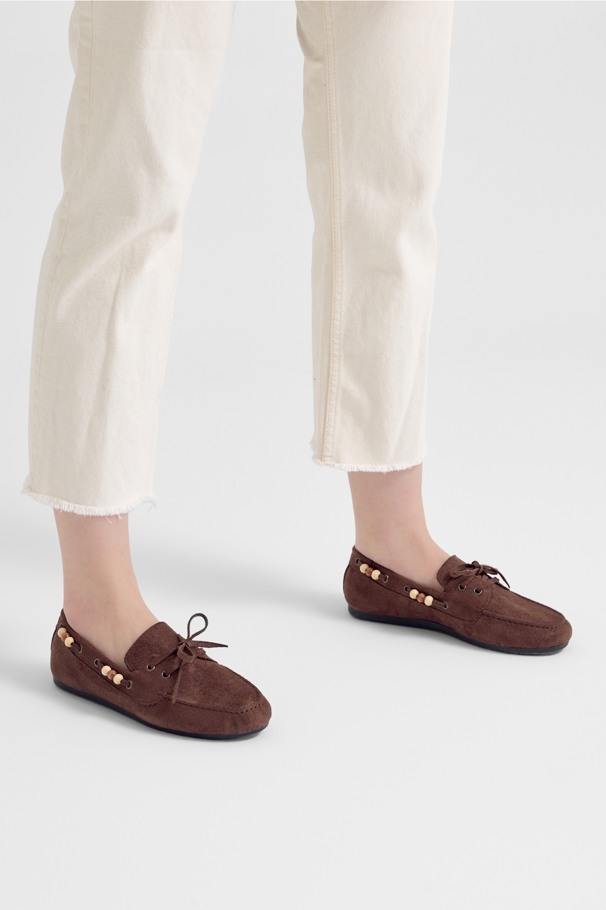 Tonny Black Kahverengi Tonny Black Rahat Kalip Kadın Boncuk Detaylı Günlük Babet