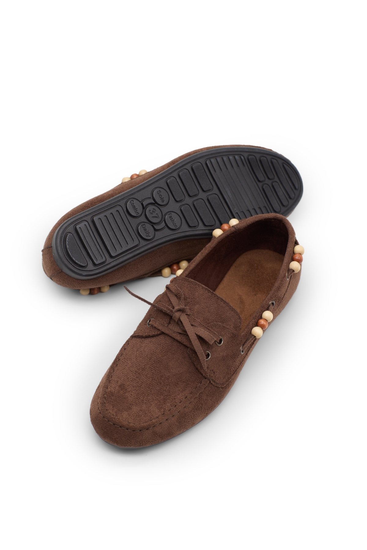 Tonny Black Kahverengi Tonny Black Rahat Kalip Kadın Boncuk Detaylı Günlük Babet