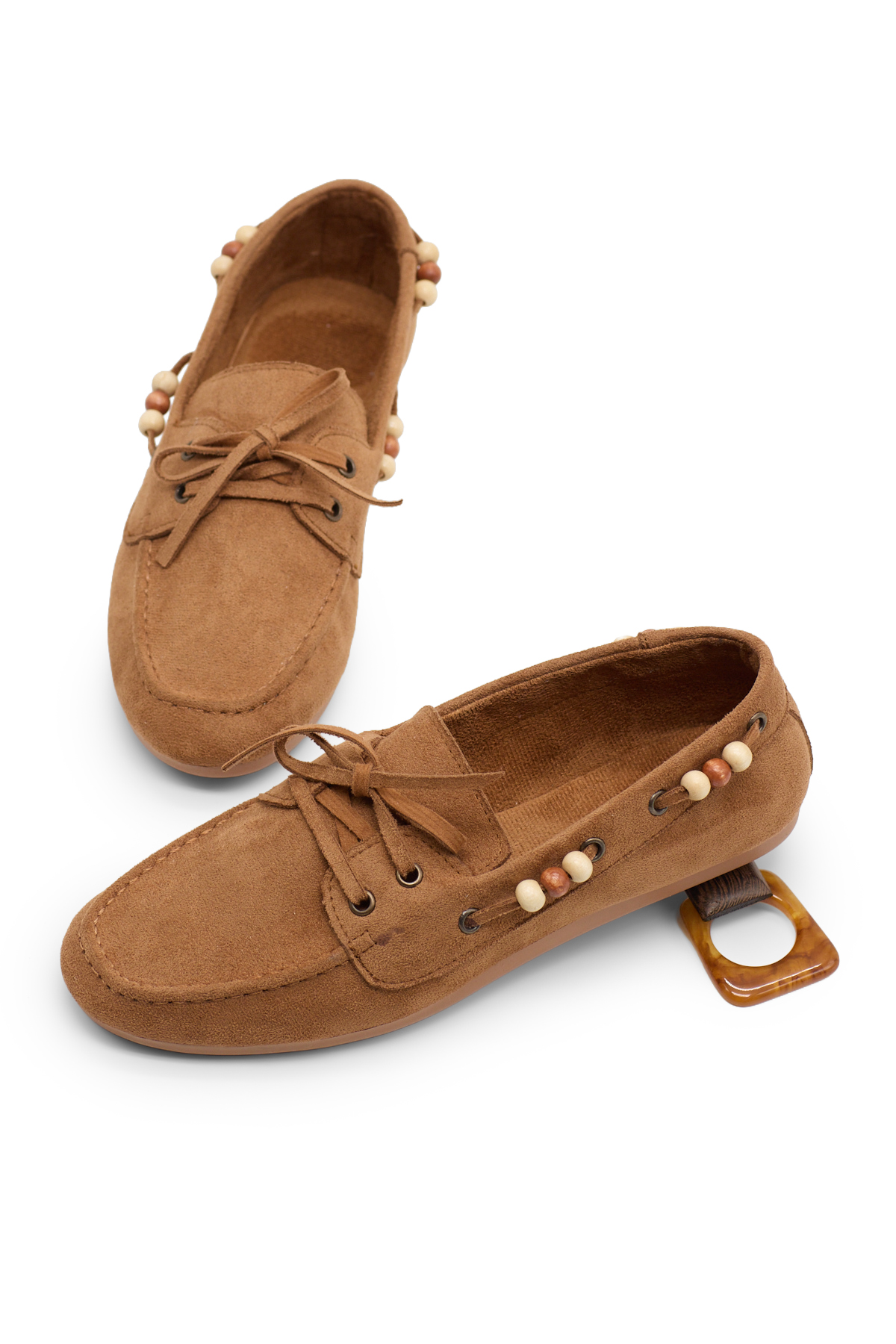 Tonny Black Kahverengi Tonny Black Rahat Kalip Kadın Boncuk Detaylı Günlük Babet