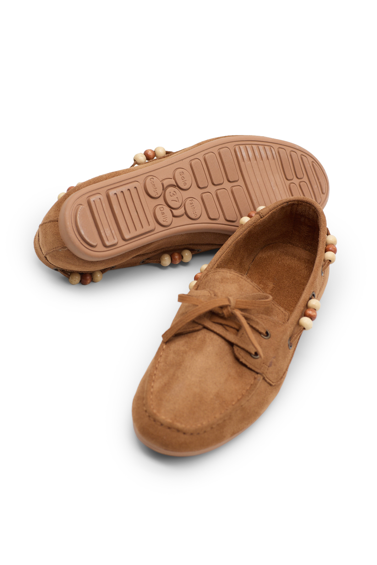 Tonny Black Kahverengi Tonny Black Rahat Kalip Kadın Boncuk Detaylı Günlük Babet