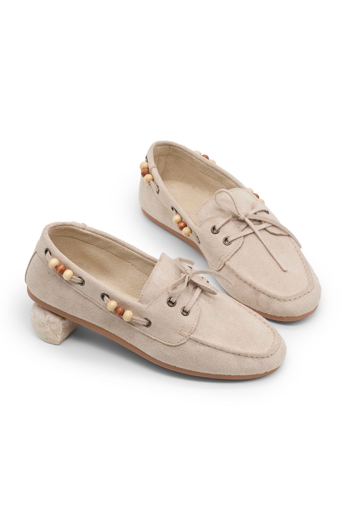 Tonny Black Kahverengi Tonny Black Rahat Kalip Kadın Boncuk Detaylı Günlük Babet