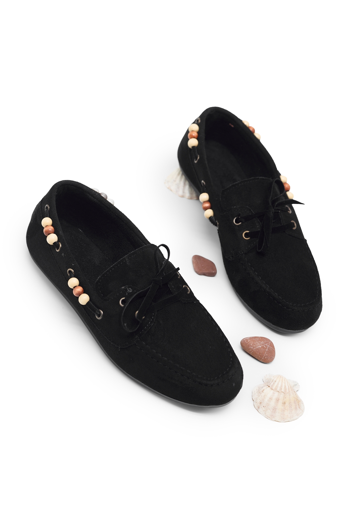 Tonny Black Kahverengi Tonny Black Rahat Kalip Kadın Boncuk Detaylı Günlük Babet