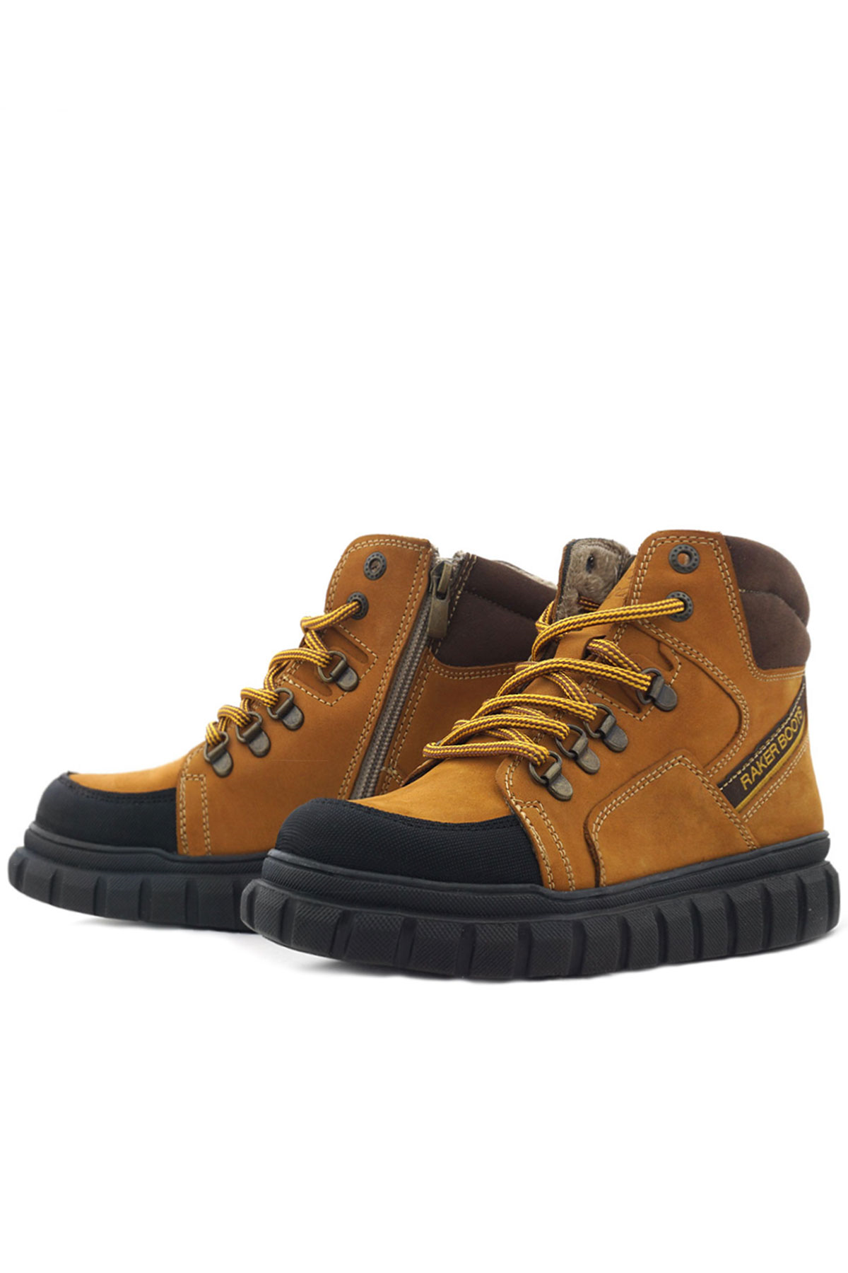 Rakerplus Sarı Rakerplus Hakiki Deri Kahverengi Fermuarlı Erkek Çocuk Bot