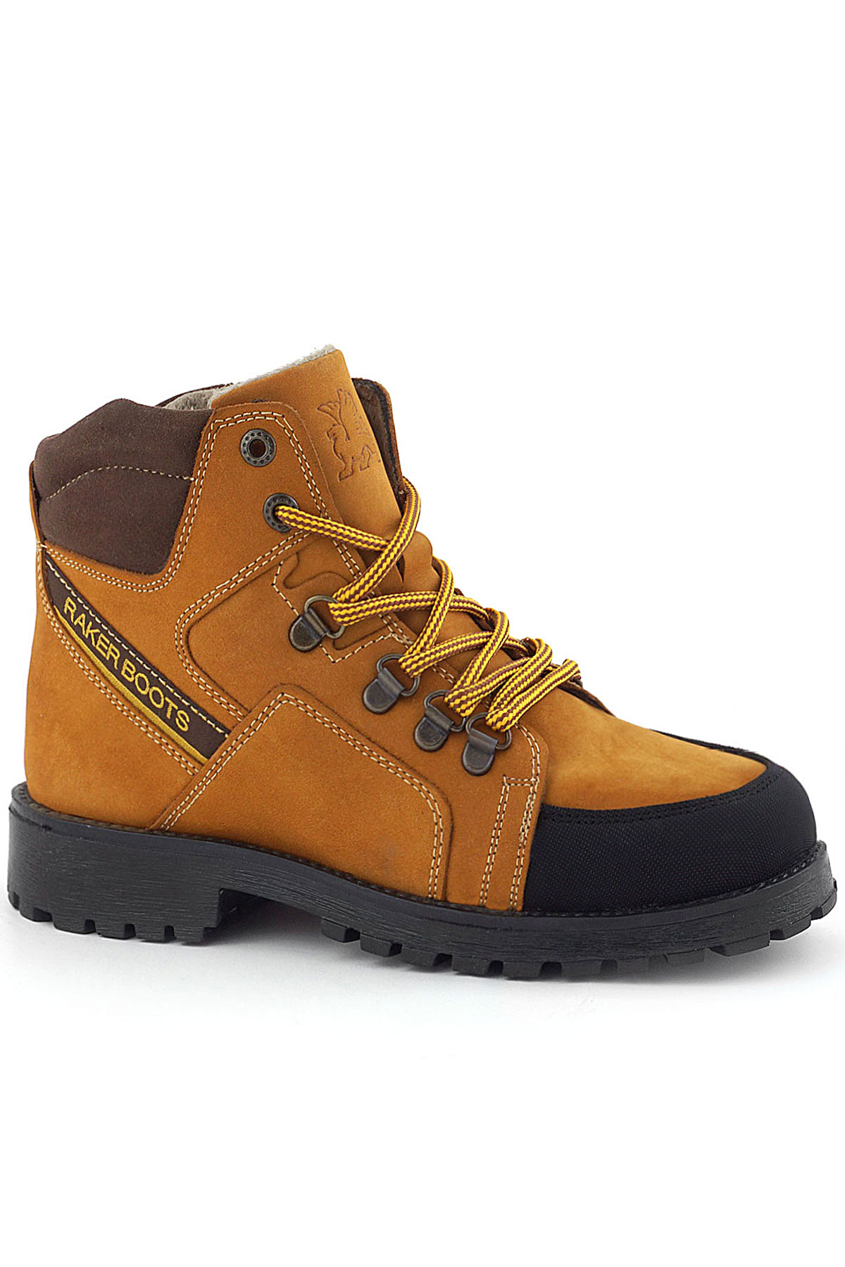 Rakerplus Sari Rakerplus Hakiki Deri Kahve Bağcıklı Fermuarlı Çocuk Bot
