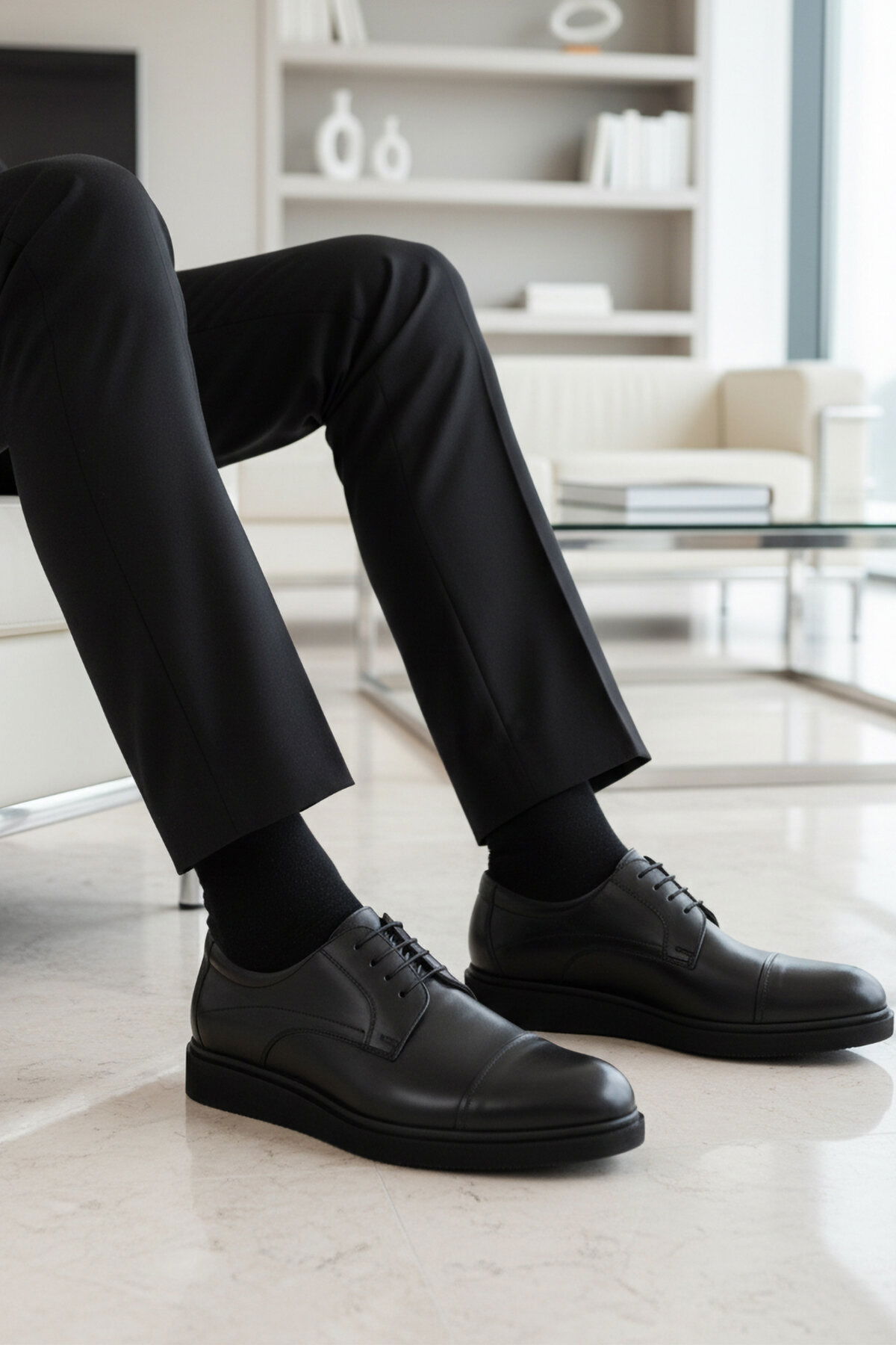 Ayakmod Siyah Ayakmod Hakiki Deri Erkek Casual Ayakkabı 917 M