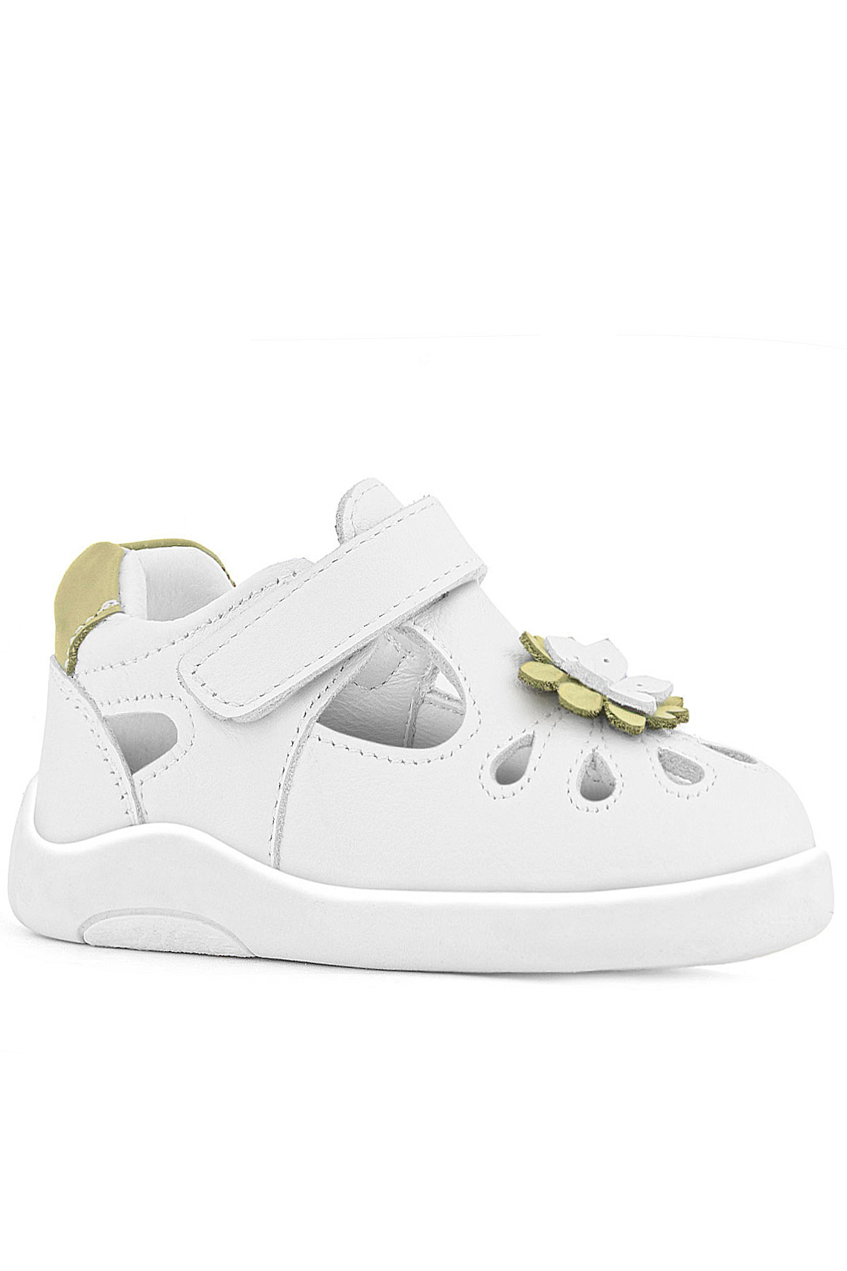 Rakerplus Beyaz Rakerplus Hakiki Deri Anatomik Cırtlı Kız Bebek Sandalet Ayakkabı