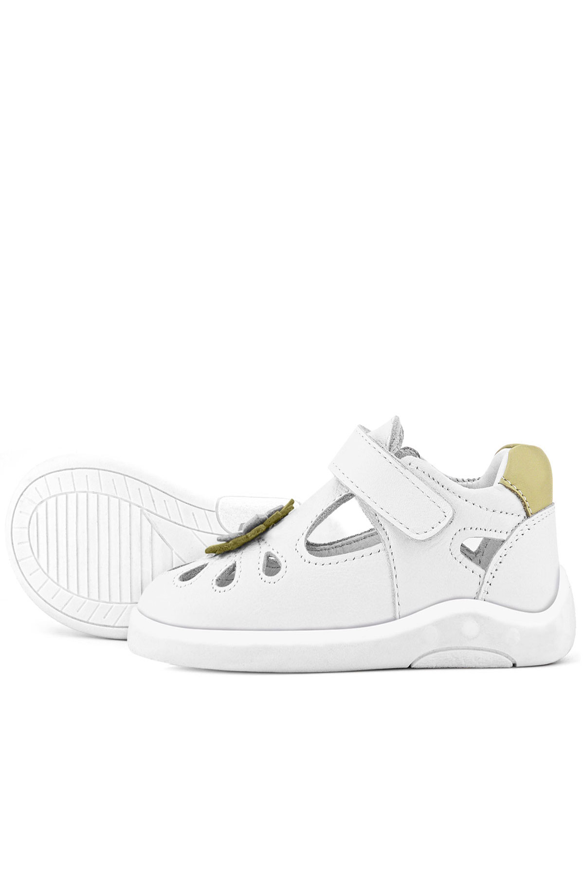 Rakerplus Beyaz Rakerplus Hakiki Deri Anatomik Cırtlı Kız Bebek Sandalet Ayakkabı