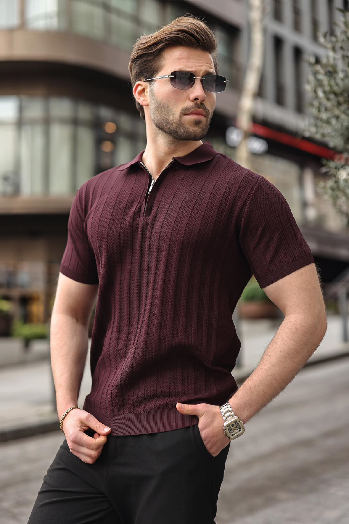 Bordo Yarım Fermuarlı Polo Yaka Erkek Triko TiÅört E7458 Fiyatları Bordo Yarım Fermuarlı Polo Yaka Erkek Triko TiÅört E7458 Fiyatları