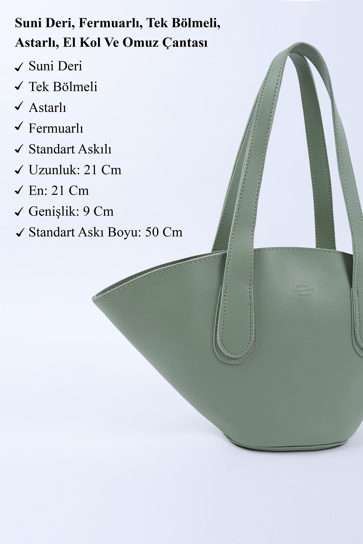 Mint Yeşil Shk124 Suni Deri, Astarlı, Fermuarlı,tek Bölmeli El