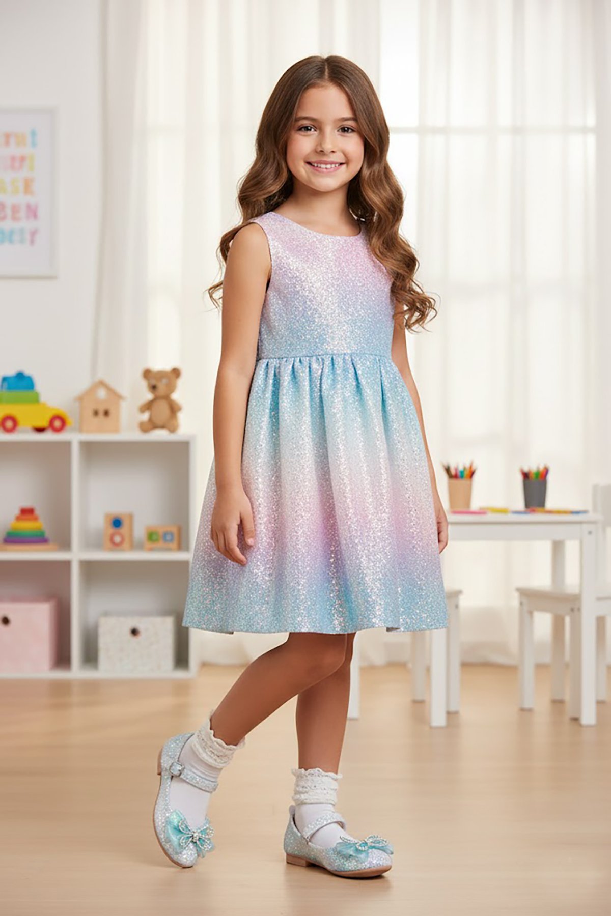 Ayakkabı Fuarı Pembe Ayakkabı Fuarı Fuari Elit HY-F-509-26Y Filet Kız Çocuk Babet