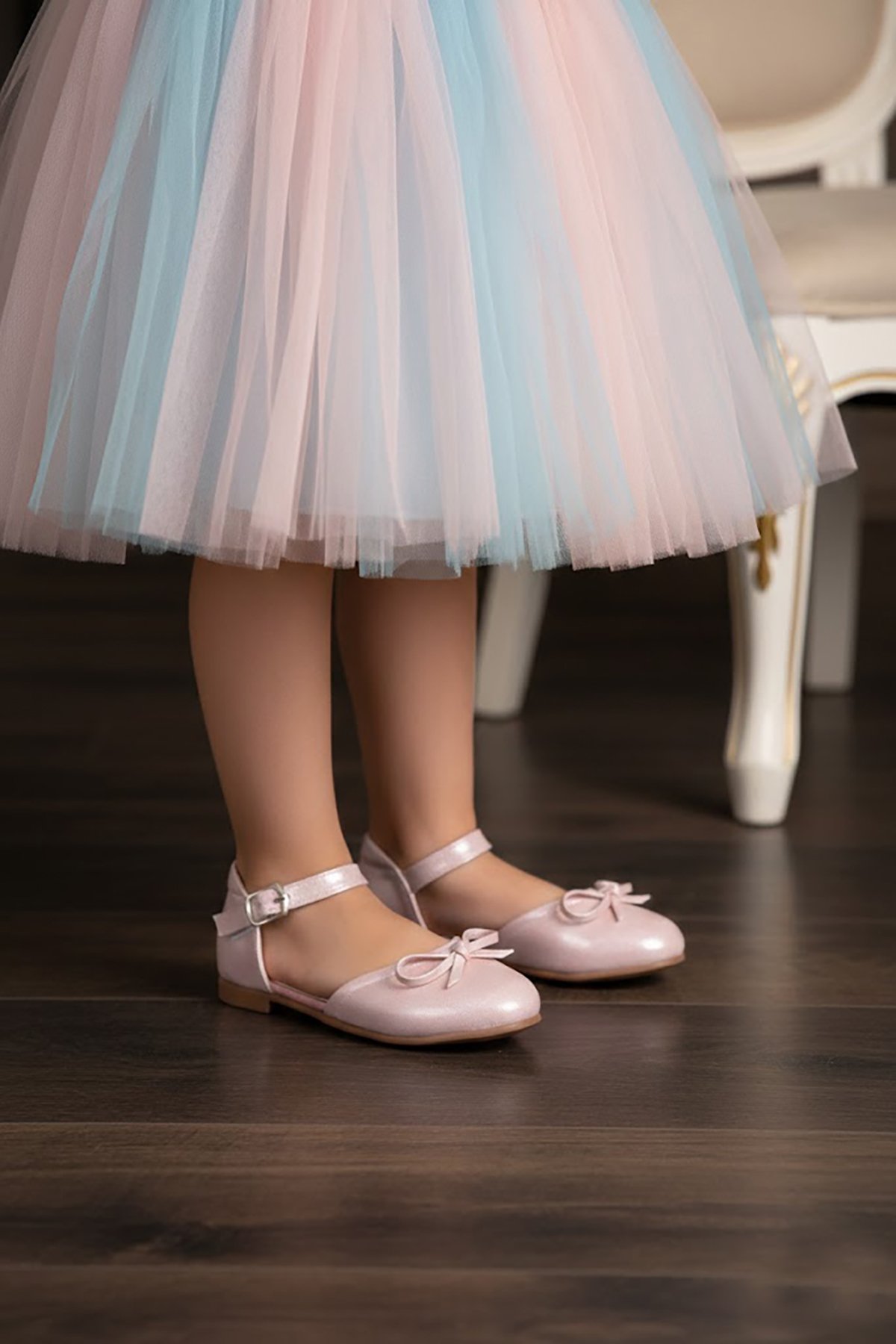 Ayakkabı Fuarı Beyaz Ayakkabı Fuarı Fuari Elit A-F-Bıyık-26Y Filet Kız Çocuk Babet