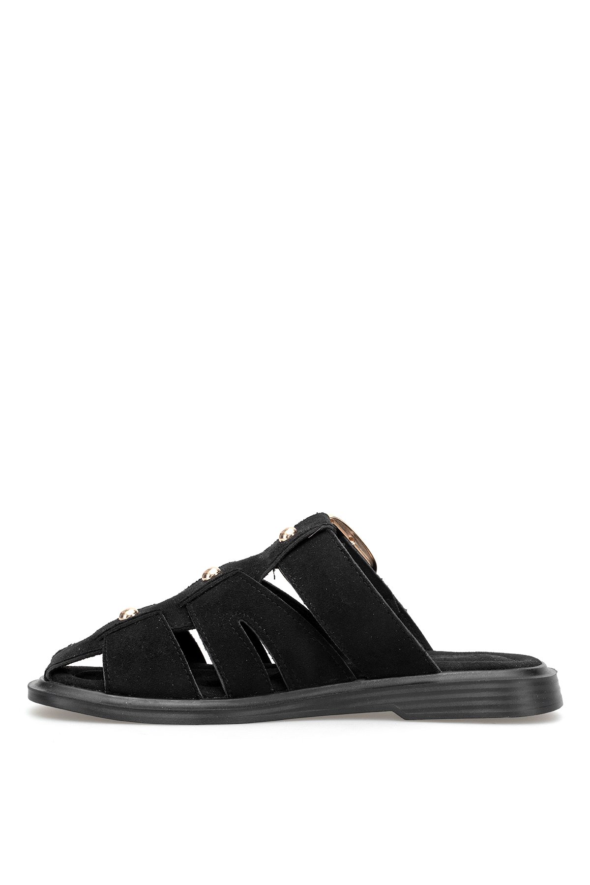 Ayakkabı Fuarı Siyah Ayakkabı Fuarı Elit PM183 K282 Kadın Düz Terlik