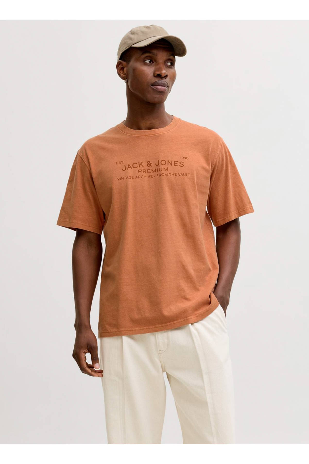Bisiklet Yaka Kahve Erkek T-Shirt 12293014 JPRBLUAIDEN SS TEE