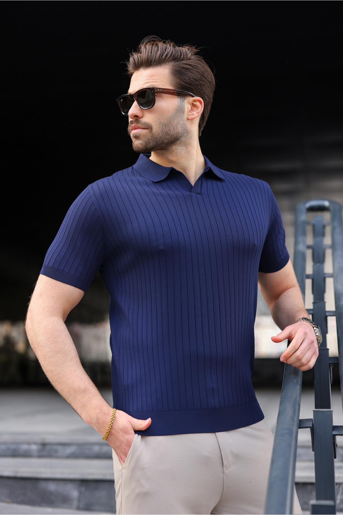 DE FABRIEK．MADE IN SPAIN． Lacivert Polo Yaka Triko Erkek Tişört E7461 Fiyatları - 201705822
