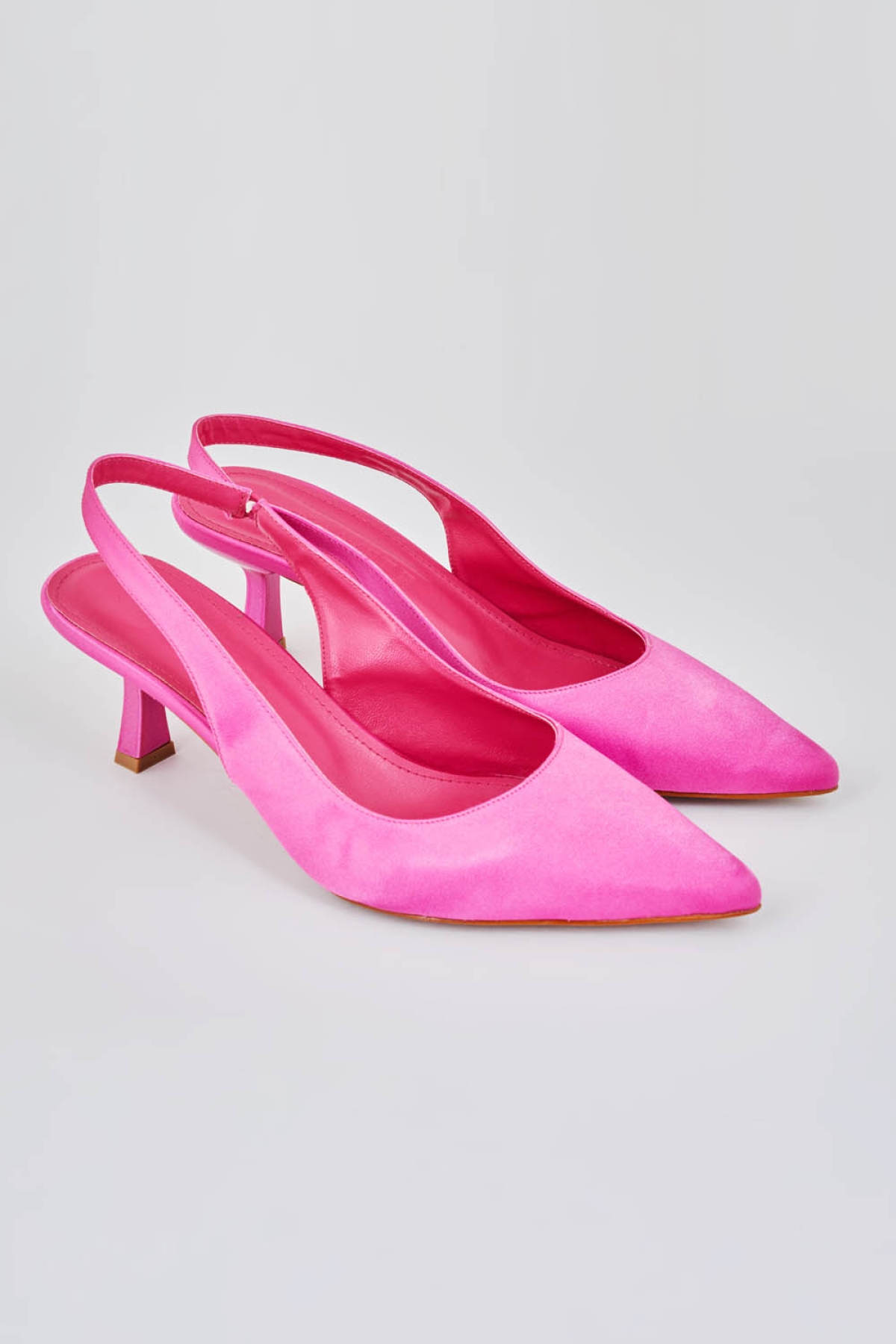 Mizalle Pembe Mizalle Arkasi Fuşya Saten Stiletto