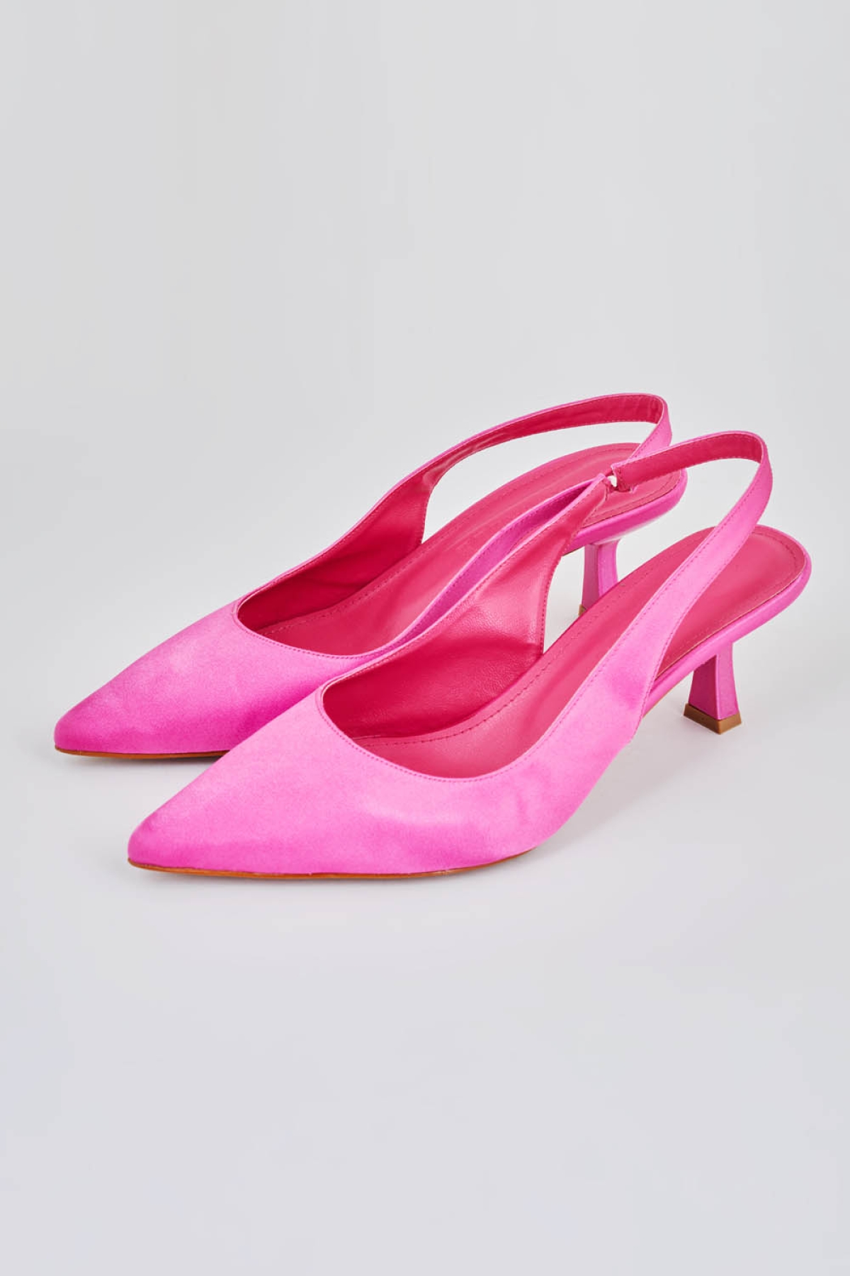 Mizalle Pembe Mizalle Arkasi Fuşya Saten Stiletto
