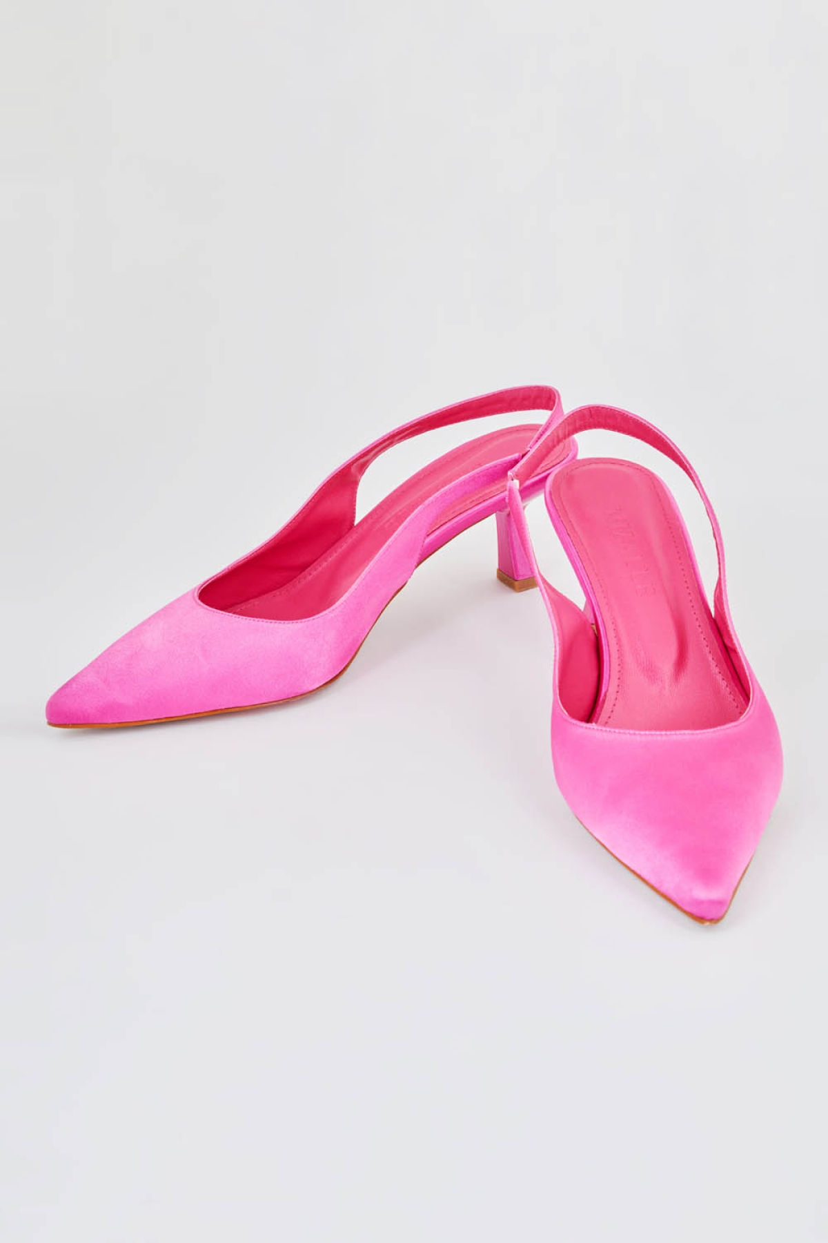 Mizalle Pembe Mizalle Arkasi Fuşya Saten Stiletto
