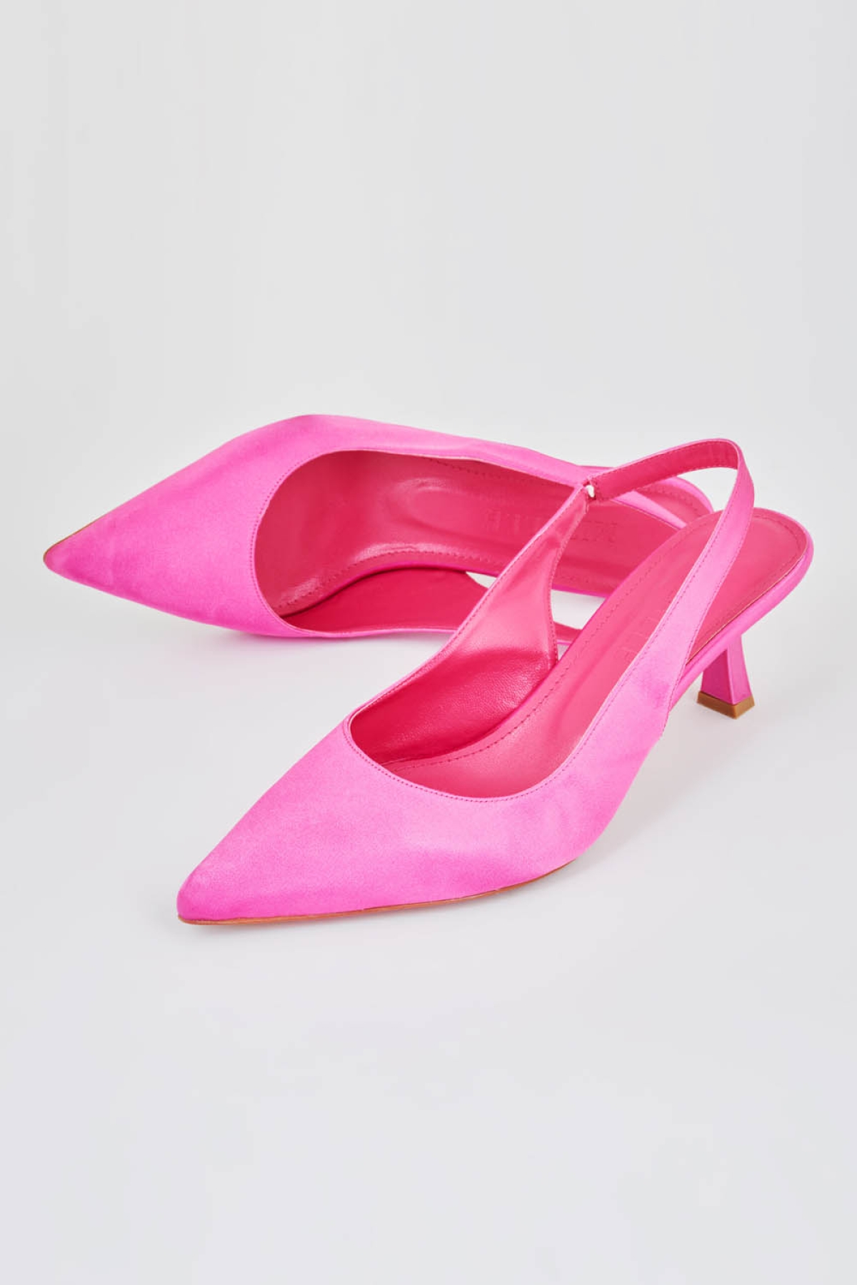 Mizalle Pembe Mizalle Arkasi Fuşya Saten Stiletto