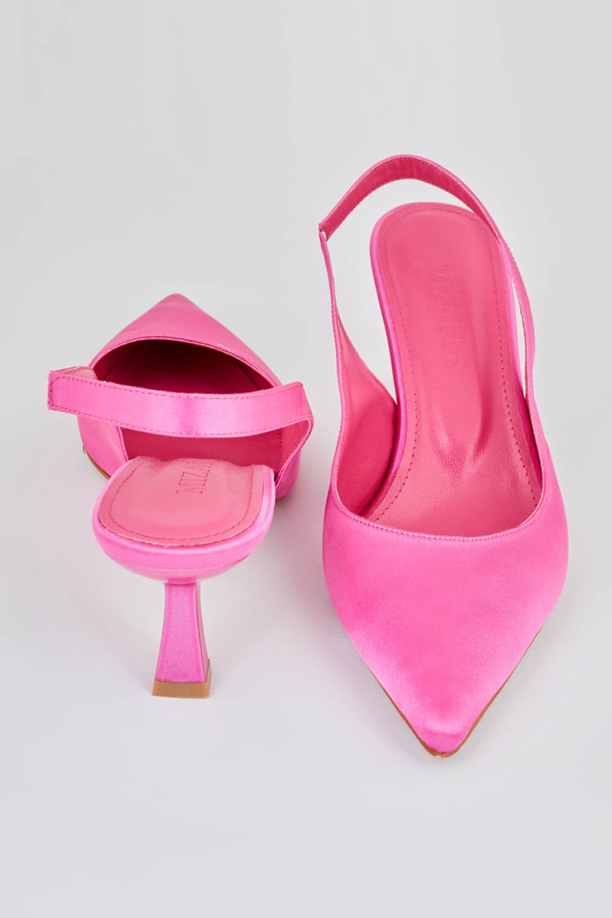 Mizalle Pembe Mizalle Arkasi Fuşya Saten Stiletto