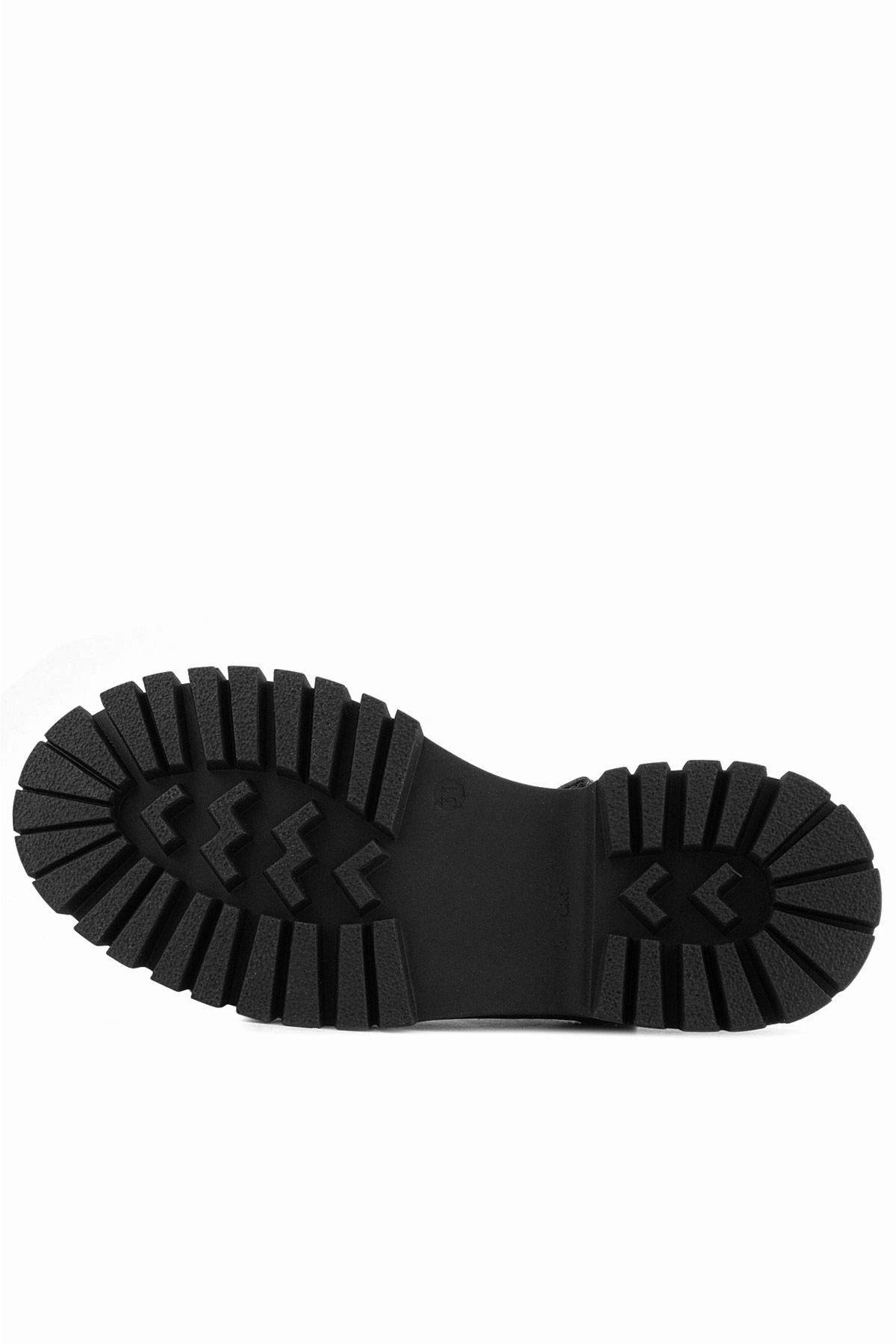 Rakerplus Kahverengi Rakerplus Hakiki Deri Desenli Cırtlı Kalın Tabanlı Kız Çocuk Ayakkabısı