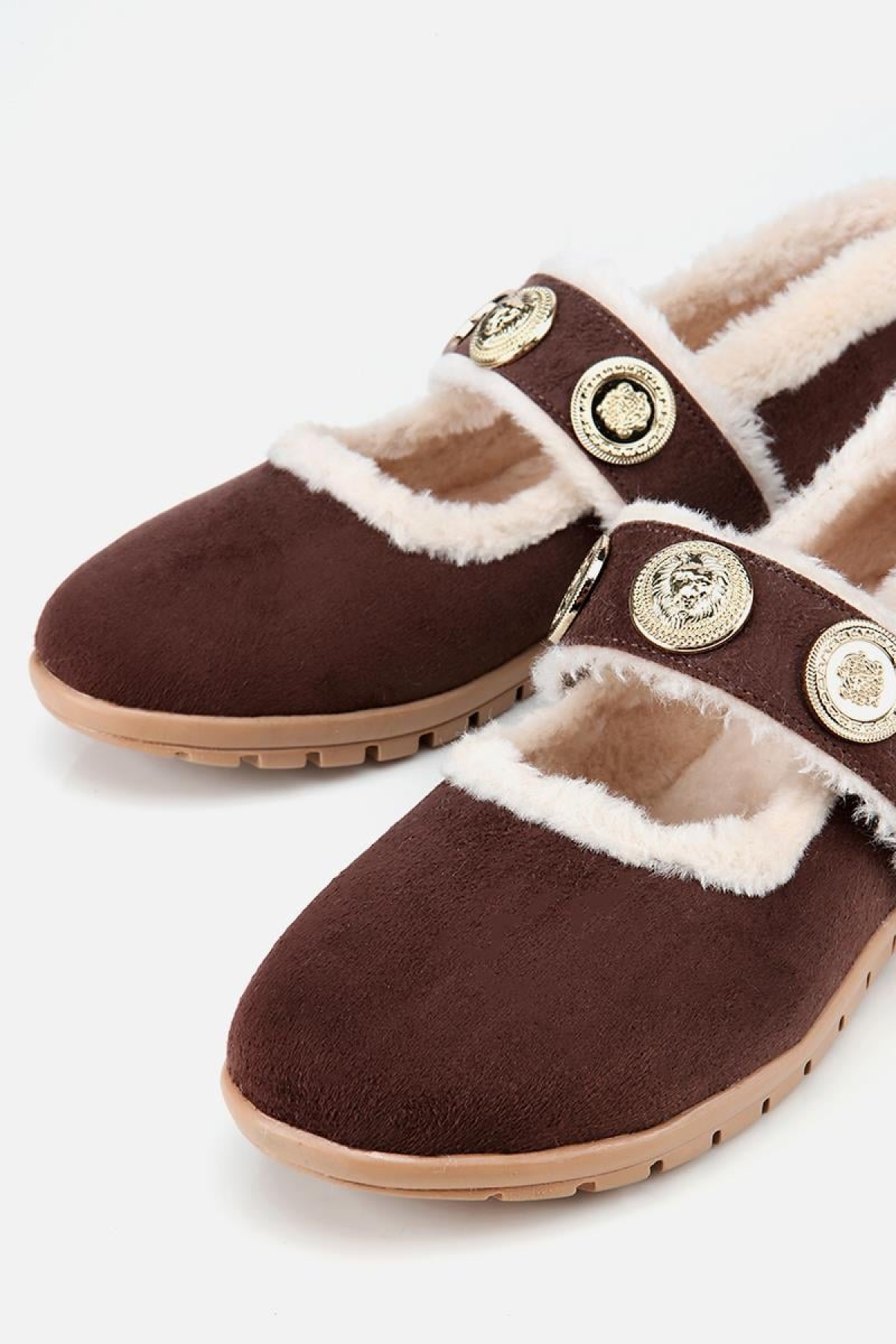 Yaya By Hotiç Kahverengi Yaya By Hotiç Yaya By Kadın Kürklü Tokalı Mary Jane Babet