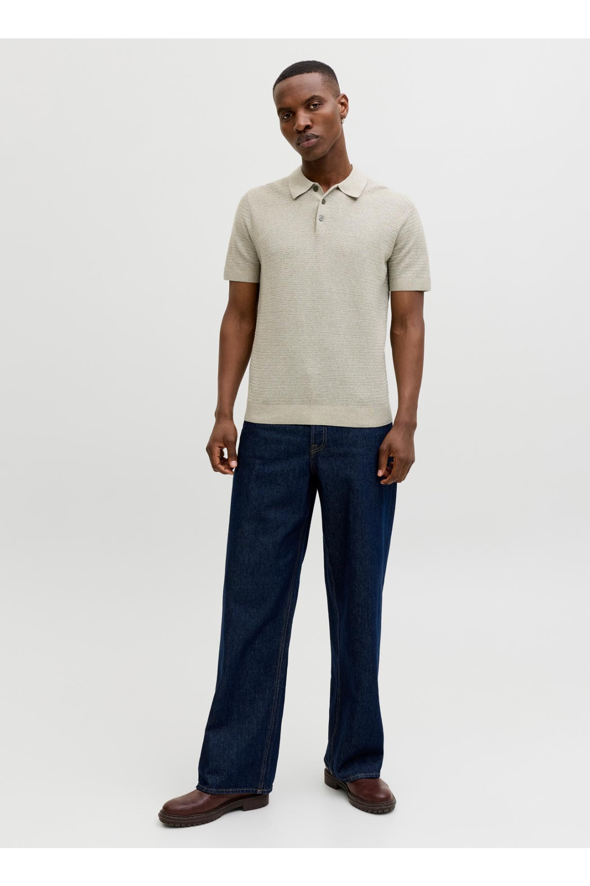 Polo Yaka Loose Fit Krem Erkek Kazak 12272863 JORTYLER KNIT SS