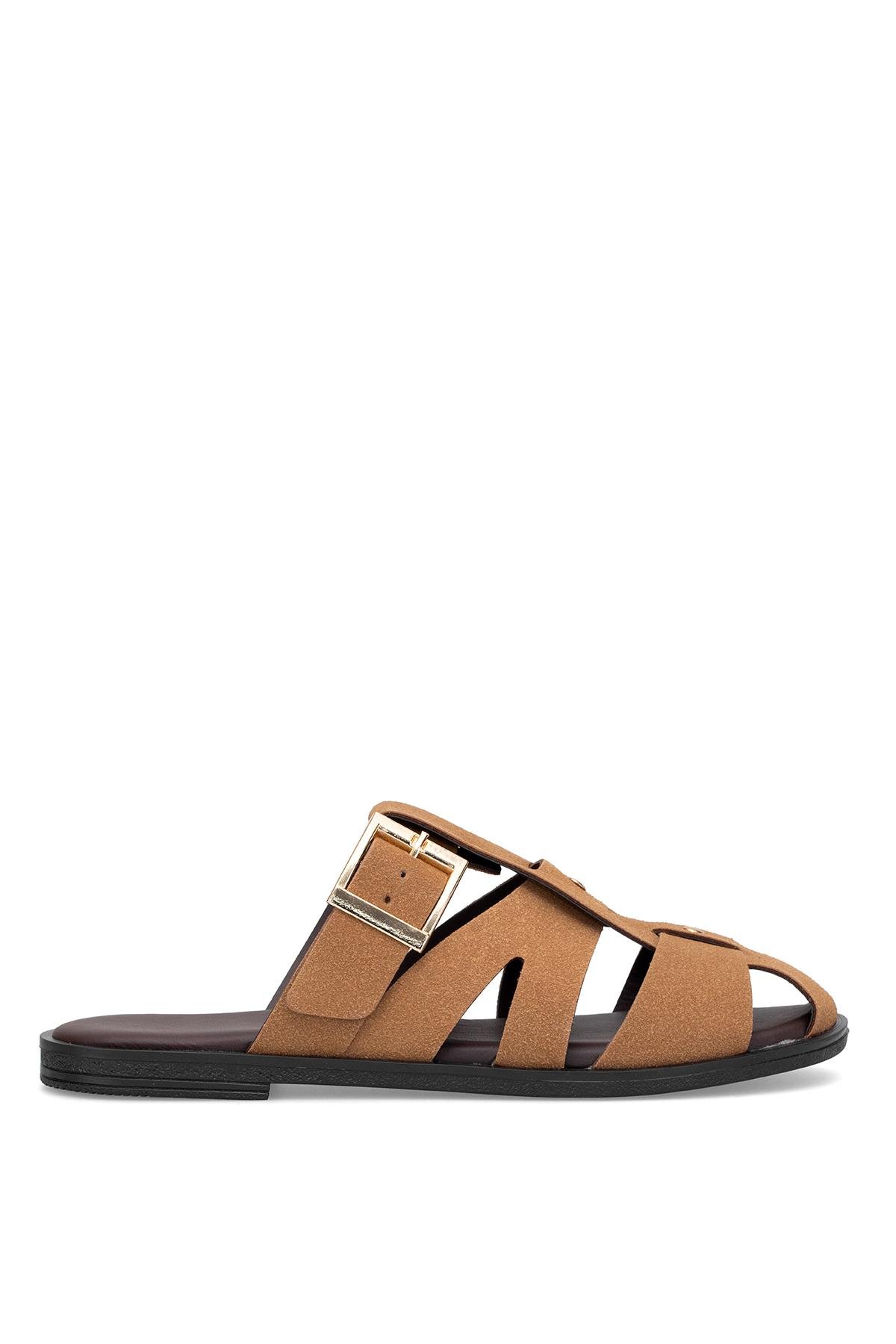 Ayakkabı Fuarı Kahverengi Ayakkabı Fuarı Elit BTSS03 Kadın Düz Terlik