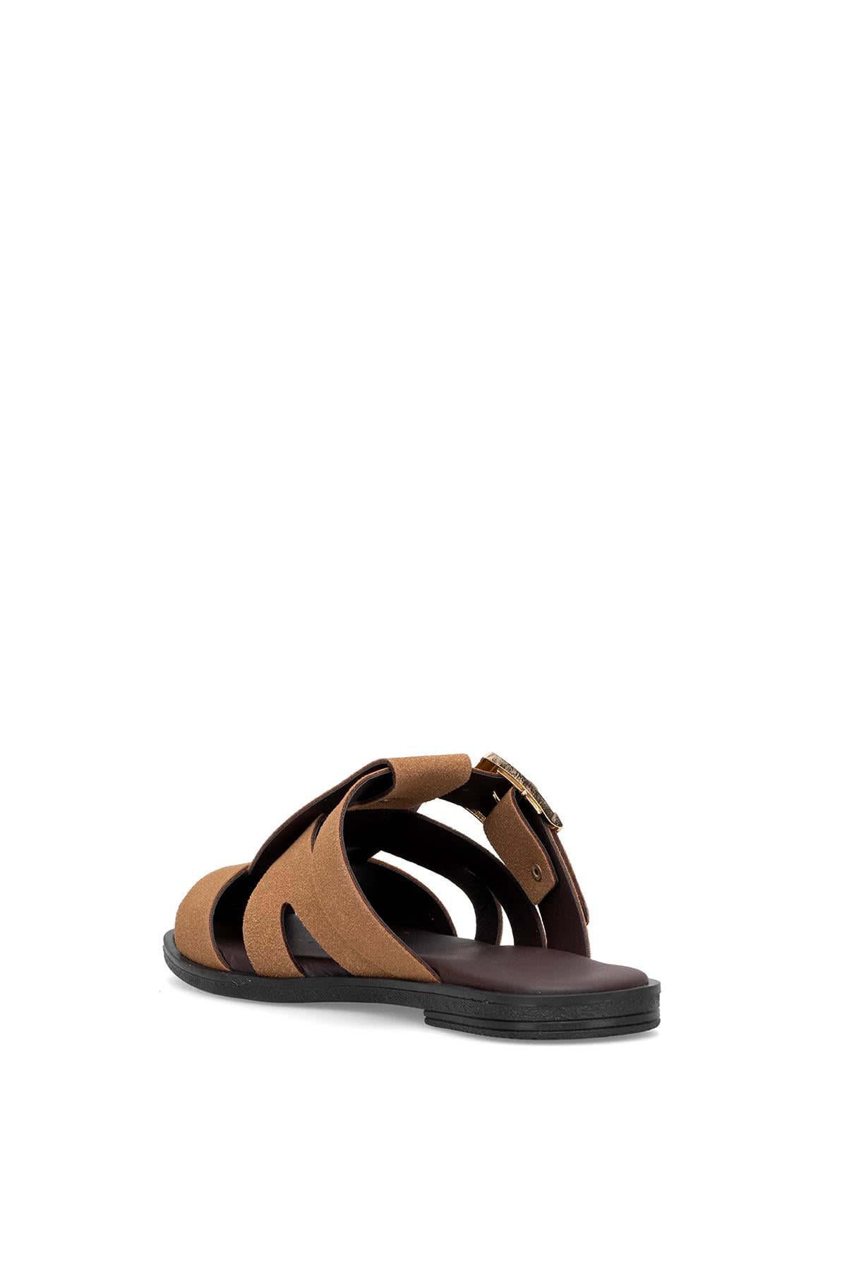 Ayakkabı Fuarı Kahverengi Ayakkabı Fuarı Elit BTSS03 Kadın Düz Terlik