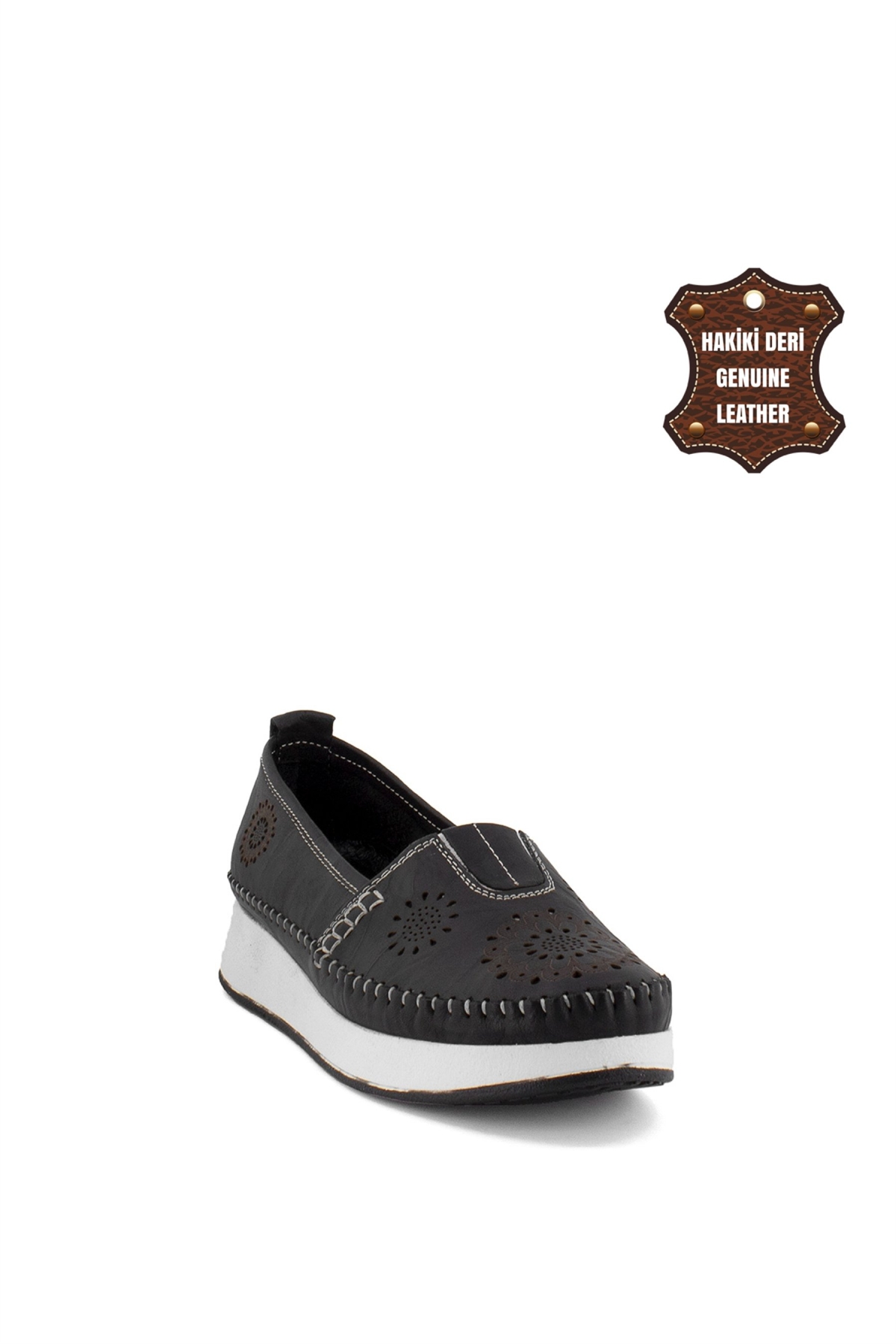 Ayakkabı Fuarı Siyah Ayakkabı Fuarı Elit Hakiki Mn85L21C Kadın Deri Espadril